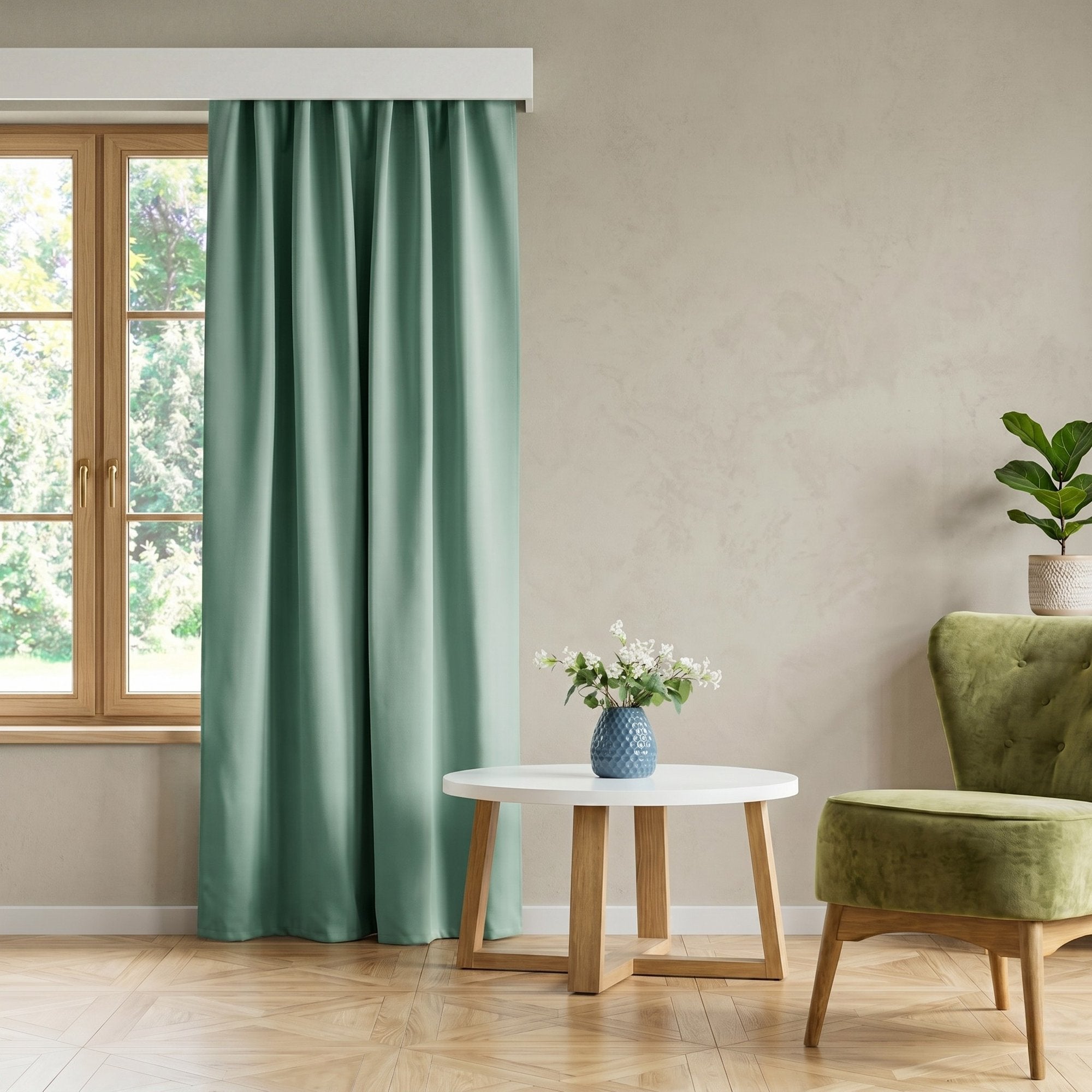 Draperie Blackout cu rejansa Verde Menta 140x262 cm – Opacitate 90%