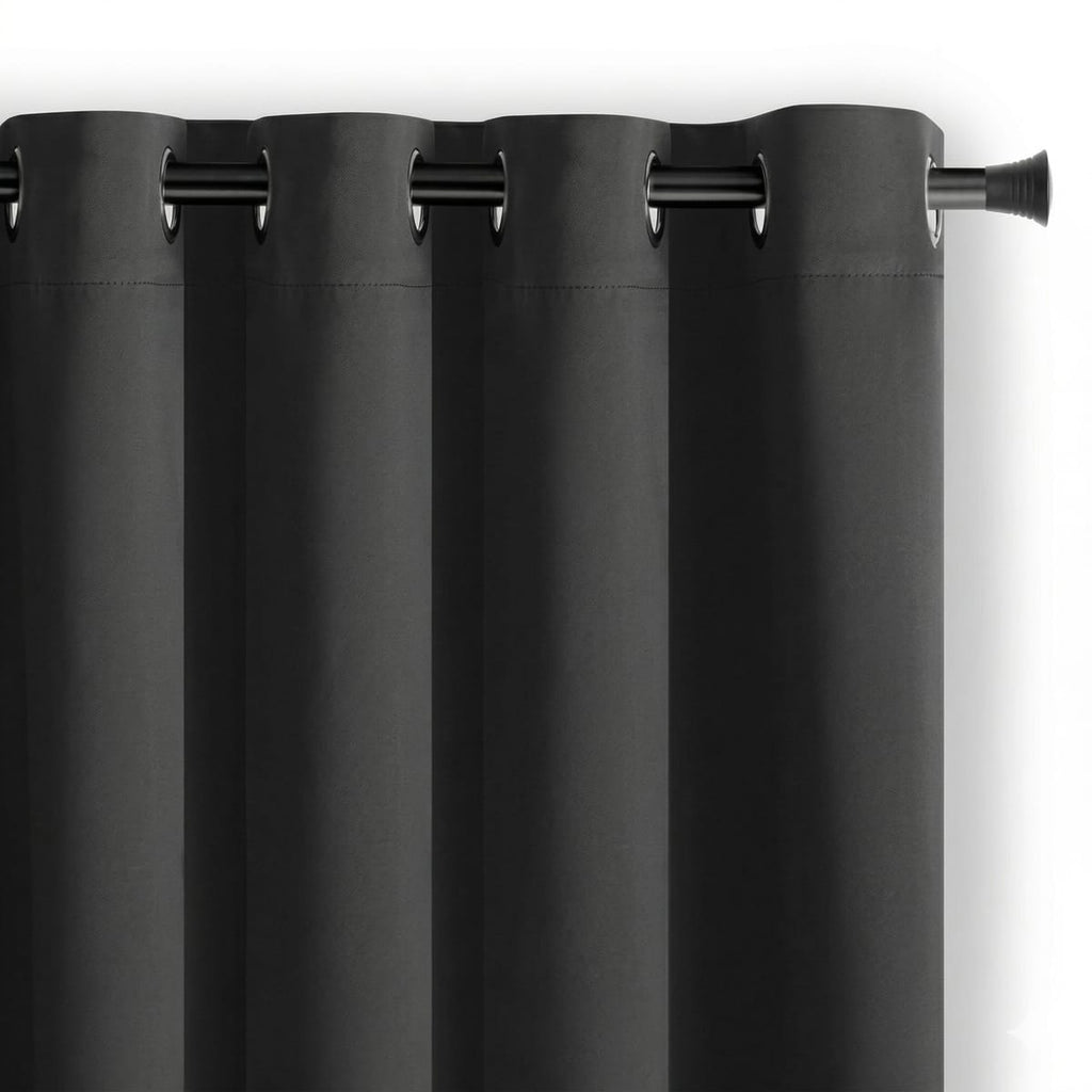 Draperie Blackout Neagra cu Inele Argintii 140x244 cm – Opacitate 90%
