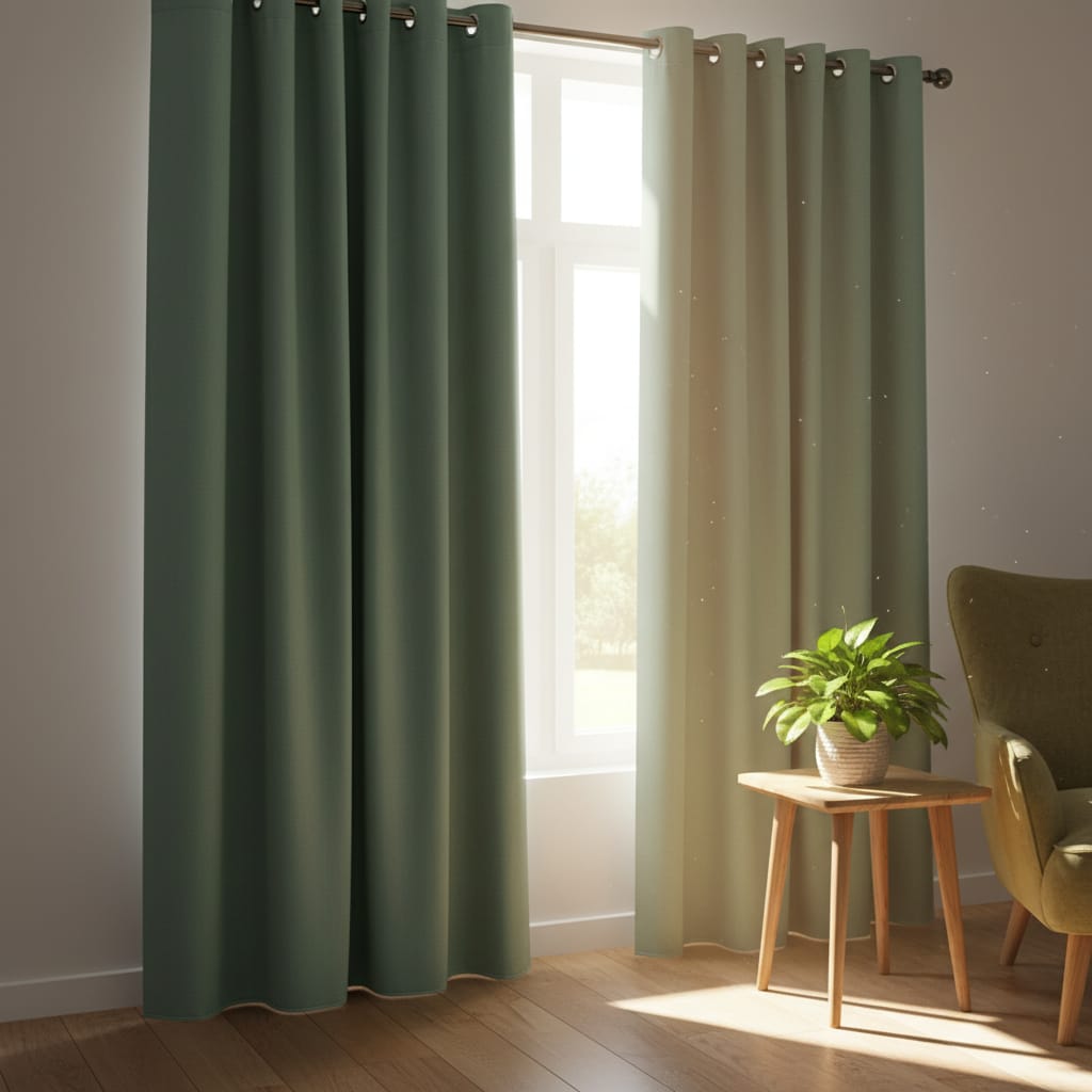 Draperie Blackout Verde Menta cu Inele Argintii 140x244 cm – Opacitate 90%