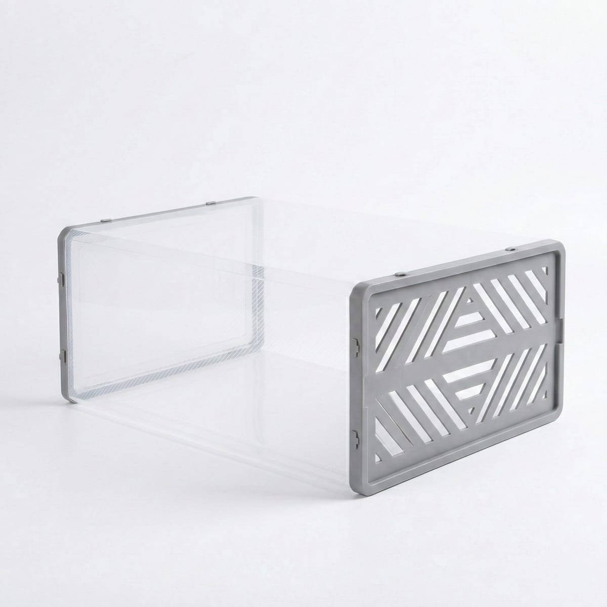 Dulap pentru pantofi modular, cu orificii de ventilatie, 10 cuburi, transparente, stivuibile