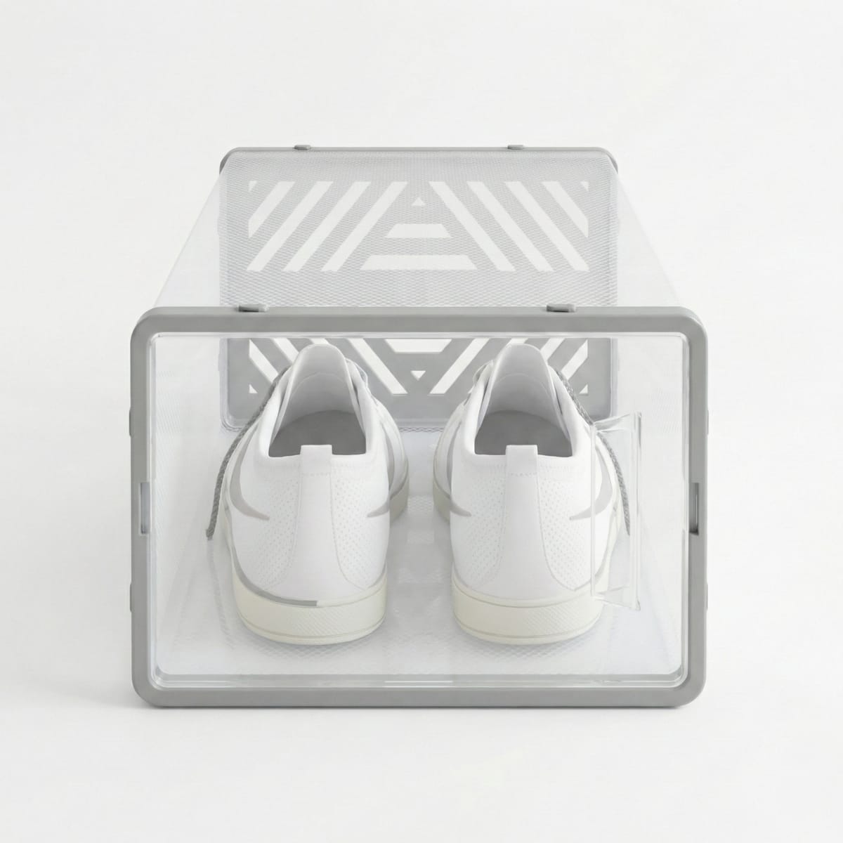 Dulap pentru pantofi modular, cu orificii de ventilatie, 10 cuburi, transparente, stivuibile