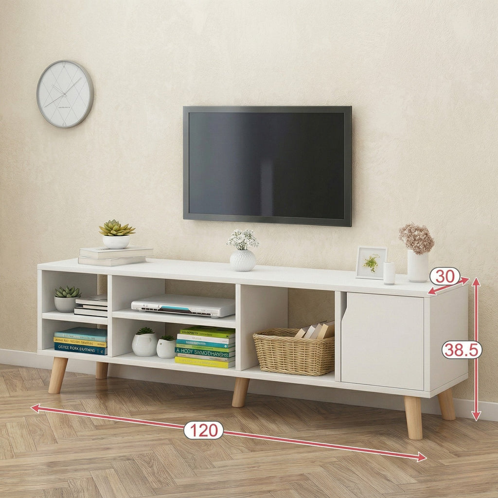 Dulap TV, depozitare multifunctional, 120 x 30 x 38 cm, alb
