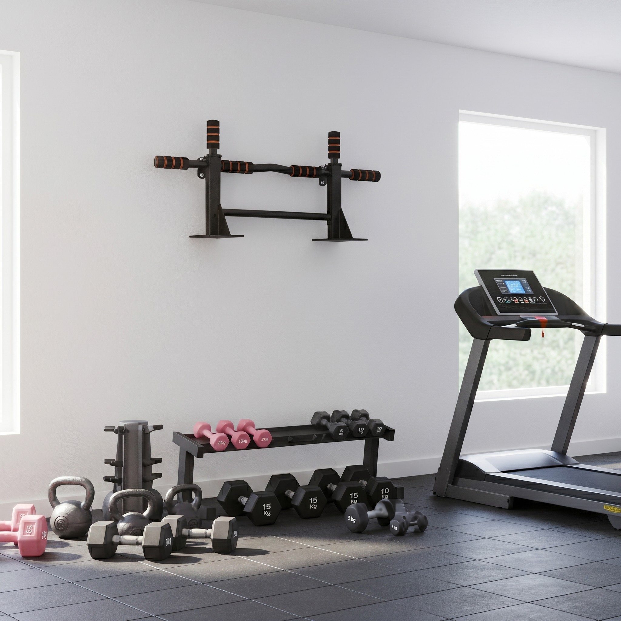 Bara pentru Tractiuni cu Fixare pe Perete, Otel Ranforsat, Capacitate 120 kg, Fitness si Calisthenics