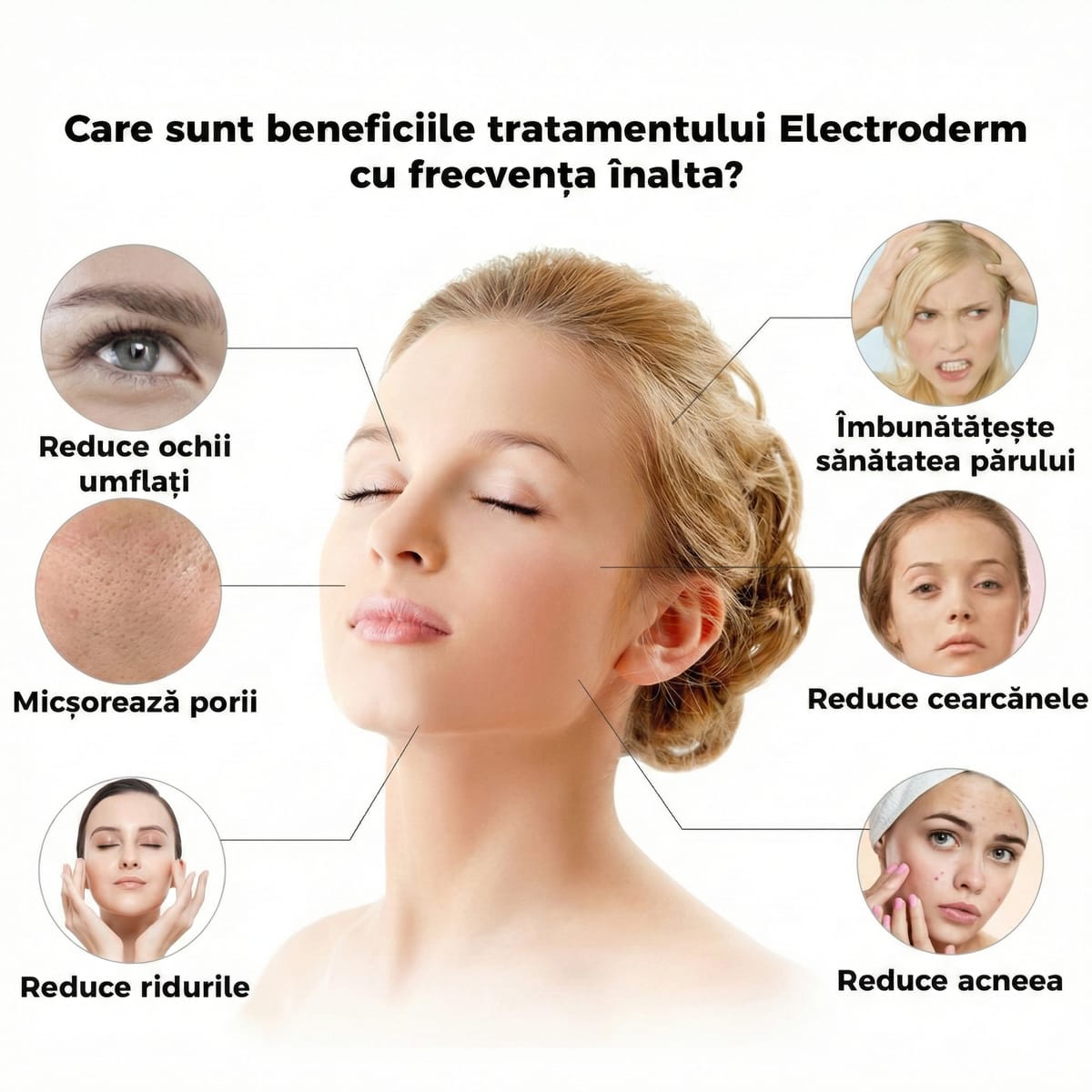 Electroderm multifunctional, aparat tratament acnee si riduri, frecventa inalta, lifting facial si scalp