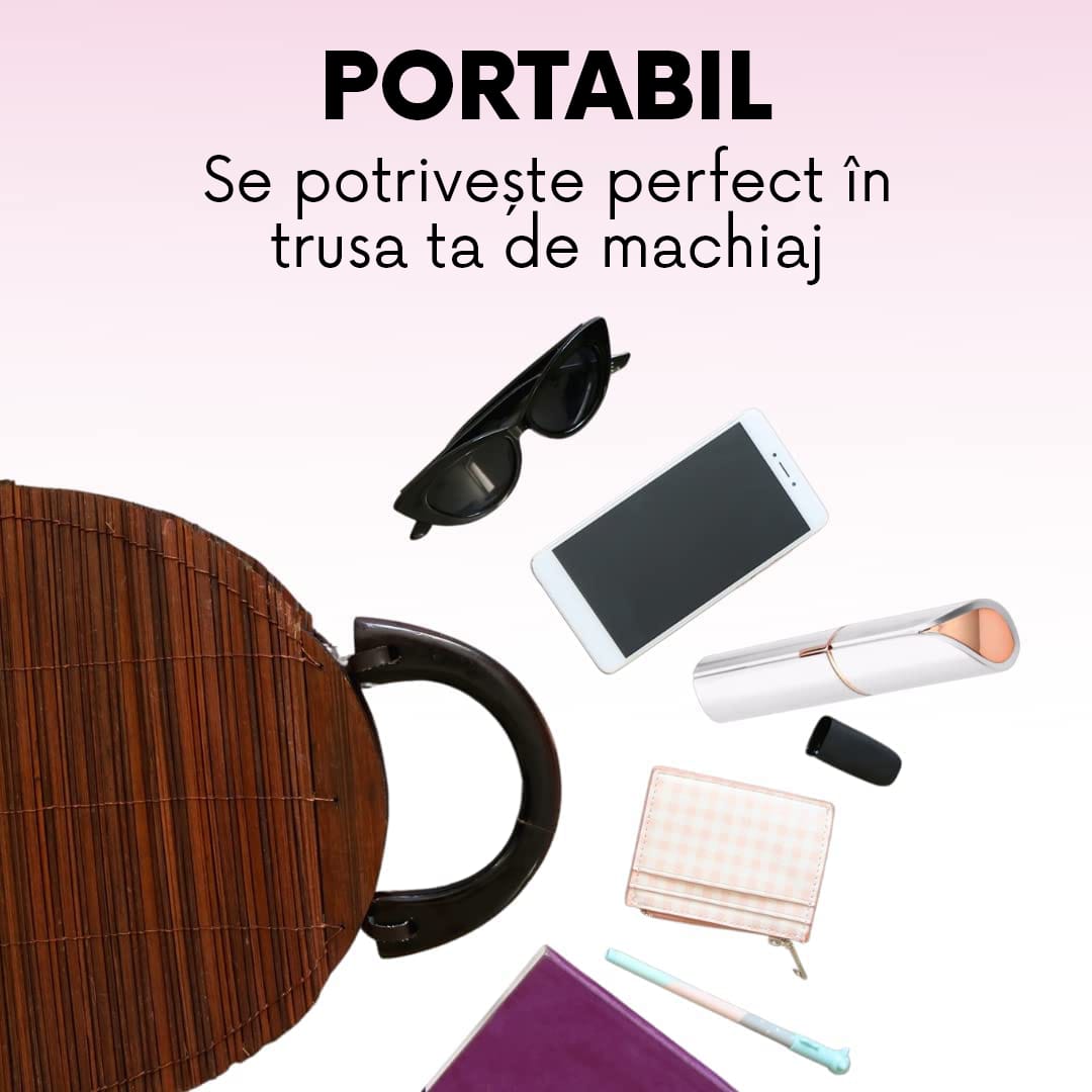 Epilator Facial Flawless pentru Femei, Portabil, Functionare cu Baterie