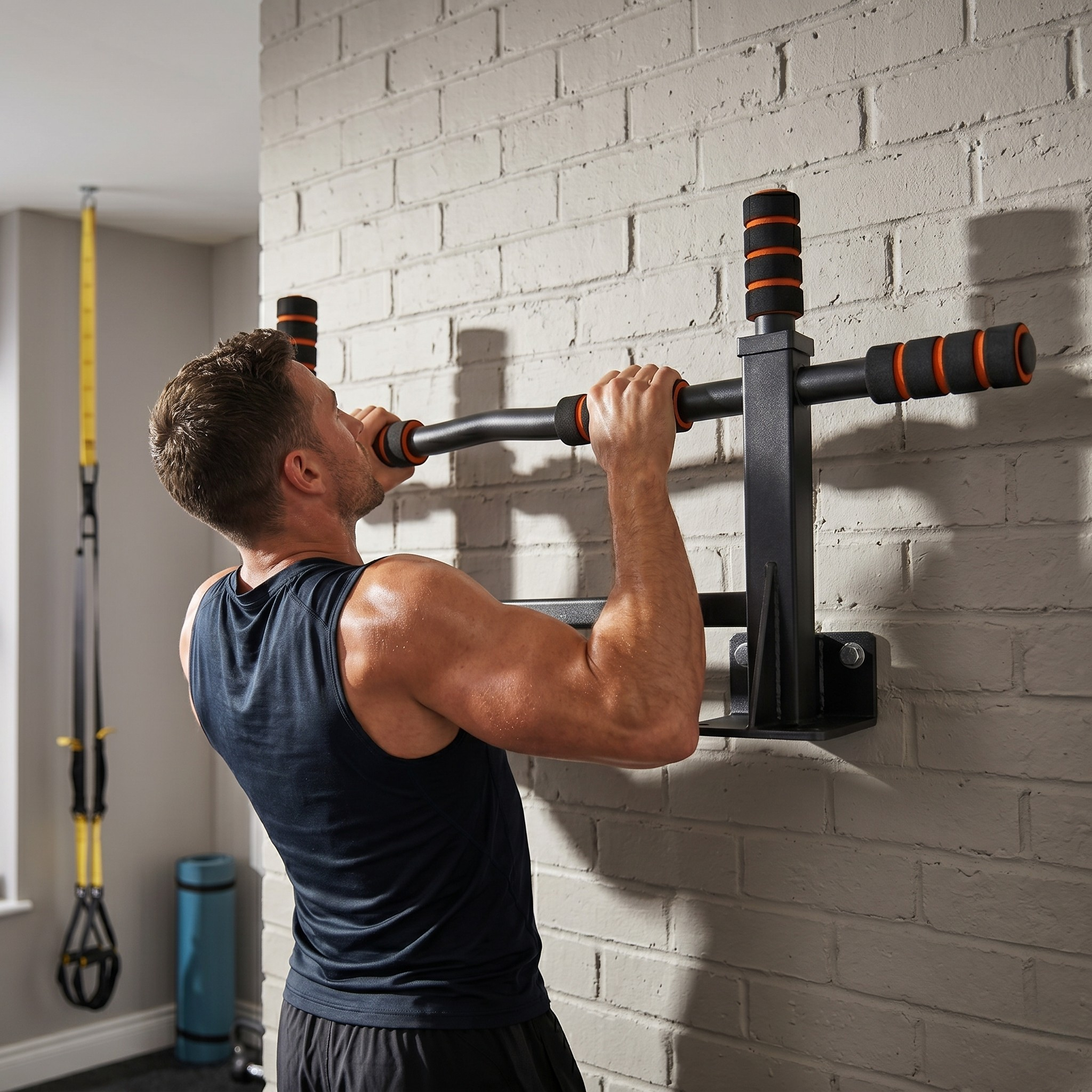 Bara pentru Tractiuni cu Fixare pe Perete, Otel Ranforsat, Capacitate 120 kg, Fitness si Calisthenics