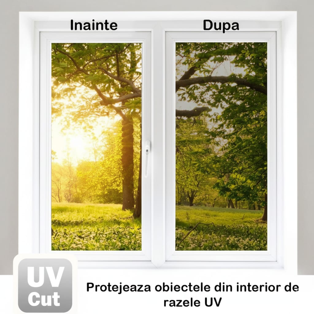 Folie oglinda unidirectionala anti-UV pentru ferestre, privacy static, 60x300, negru