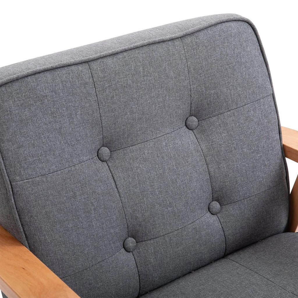 Fotoliu vintage stil scandinav, moale si confortabil, capitonat cu butoni, 64,5x70x74 cm, gri