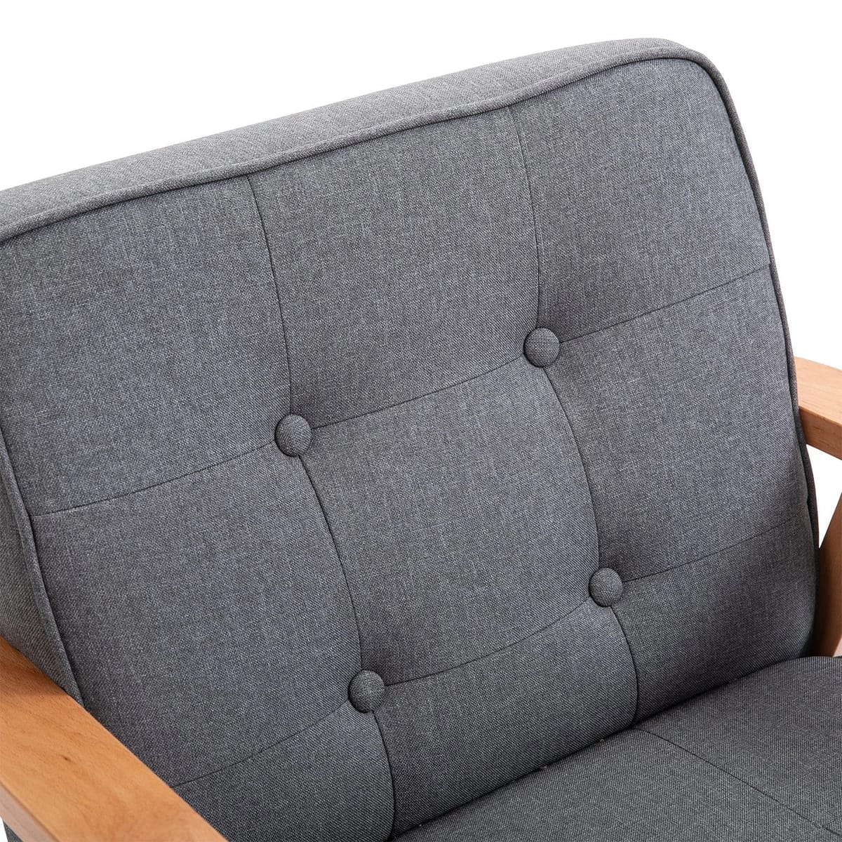 Fotoliu vintage stil scandinav, moale si confortabil, capitonat cu butoni, 64,5x70x74 cm, gri