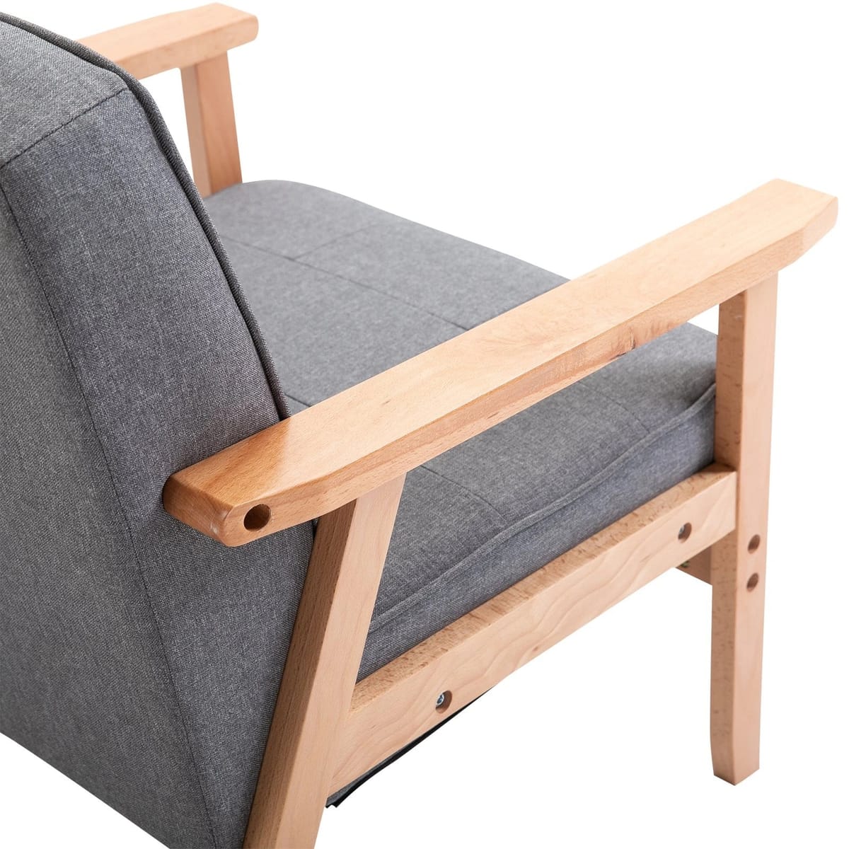 Fotoliu vintage stil scandinav, moale si confortabil, capitonat cu butoni, 64,5x70x74 cm, gri