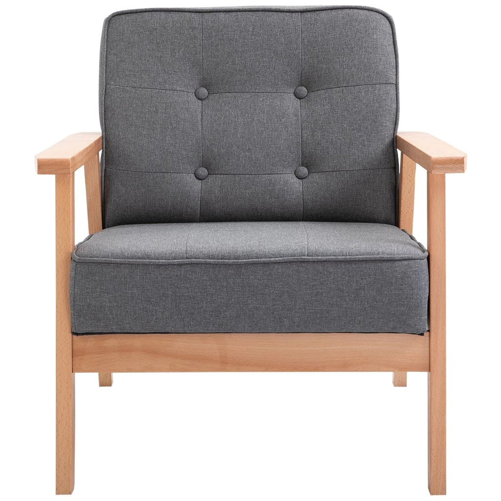 Fotoliu vintage stil scandinav, moale si confortabil, capitonat cu butoni, 64,5x70x74 cm, gri