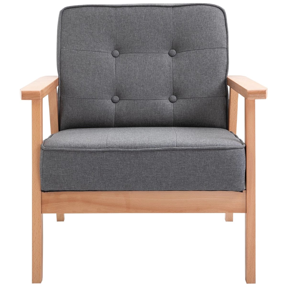 Fotoliu vintage stil scandinav, moale si confortabil, capitonat cu butoni, 64,5x70x74 cm, gri