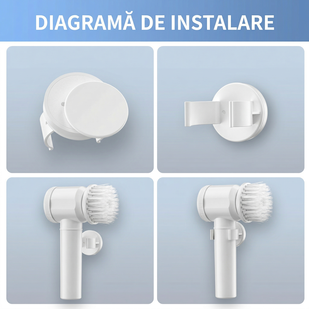 Set Perie Electrică Multifuncțională, 4 Capete de Curățare