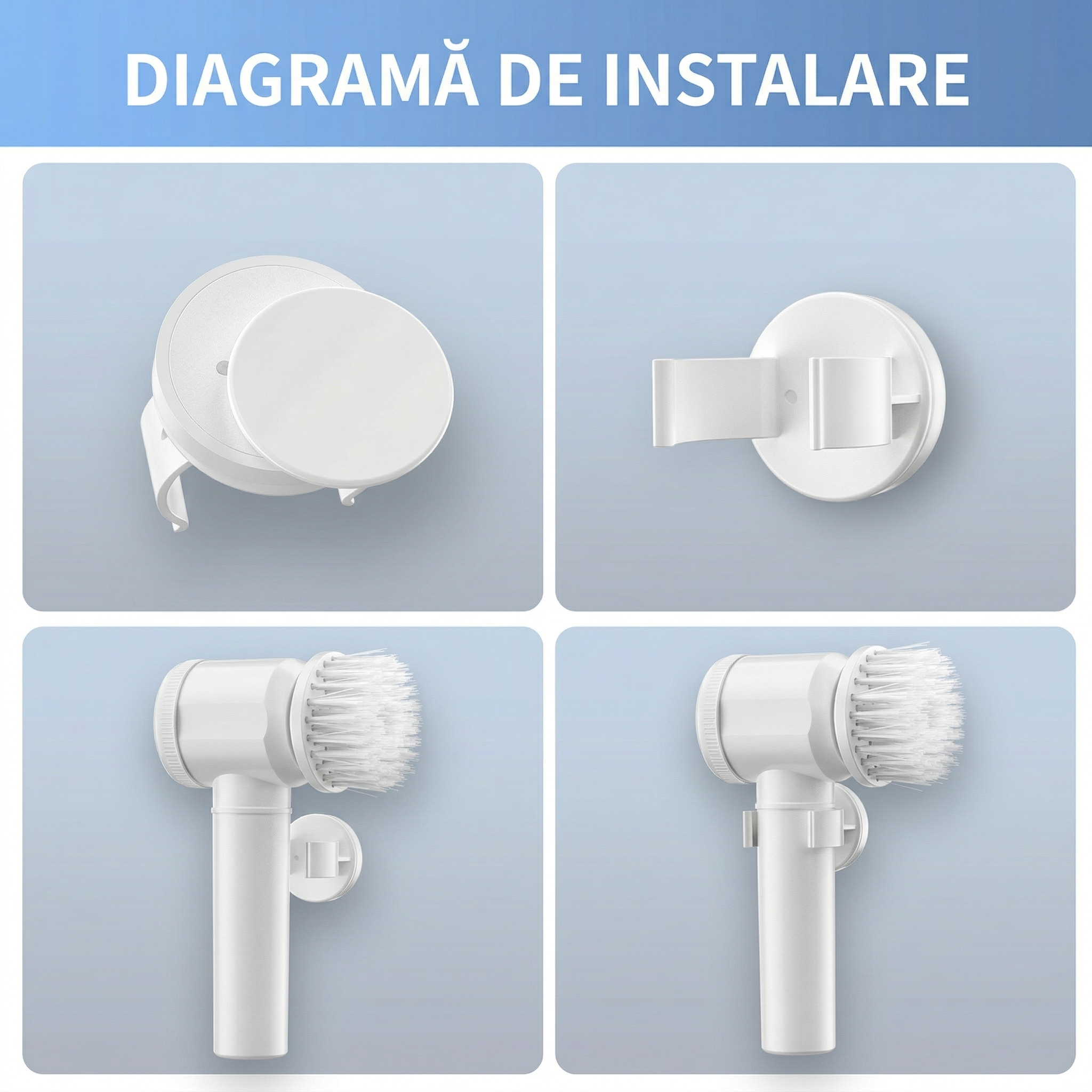 Set Perie Electrică Multifuncțională, 4 Capete de Curățare