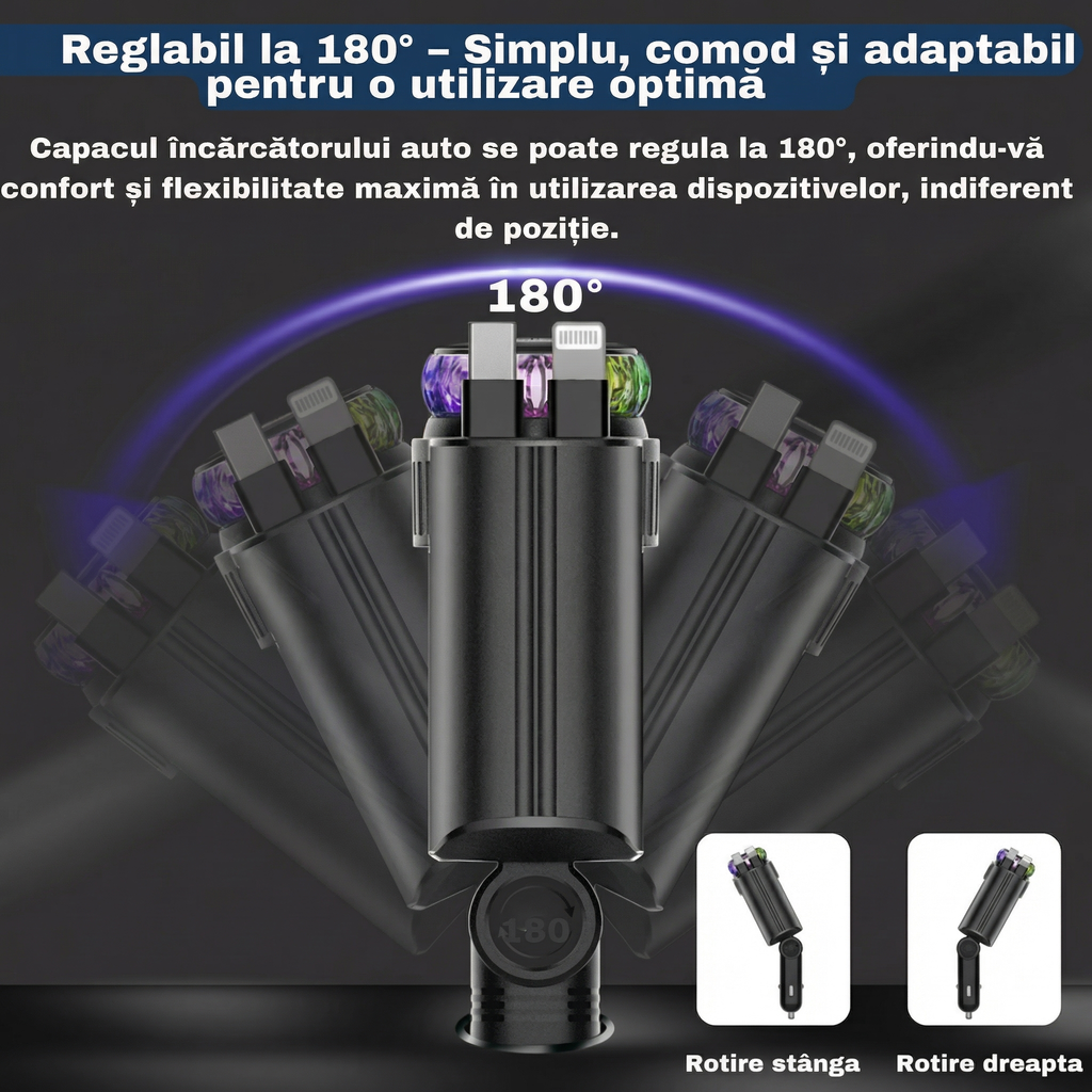 Încărcător Auto 5-în-1 „Cerul Înstelat” – Încărcare Rapidă, Aromaterapie, Ventilator