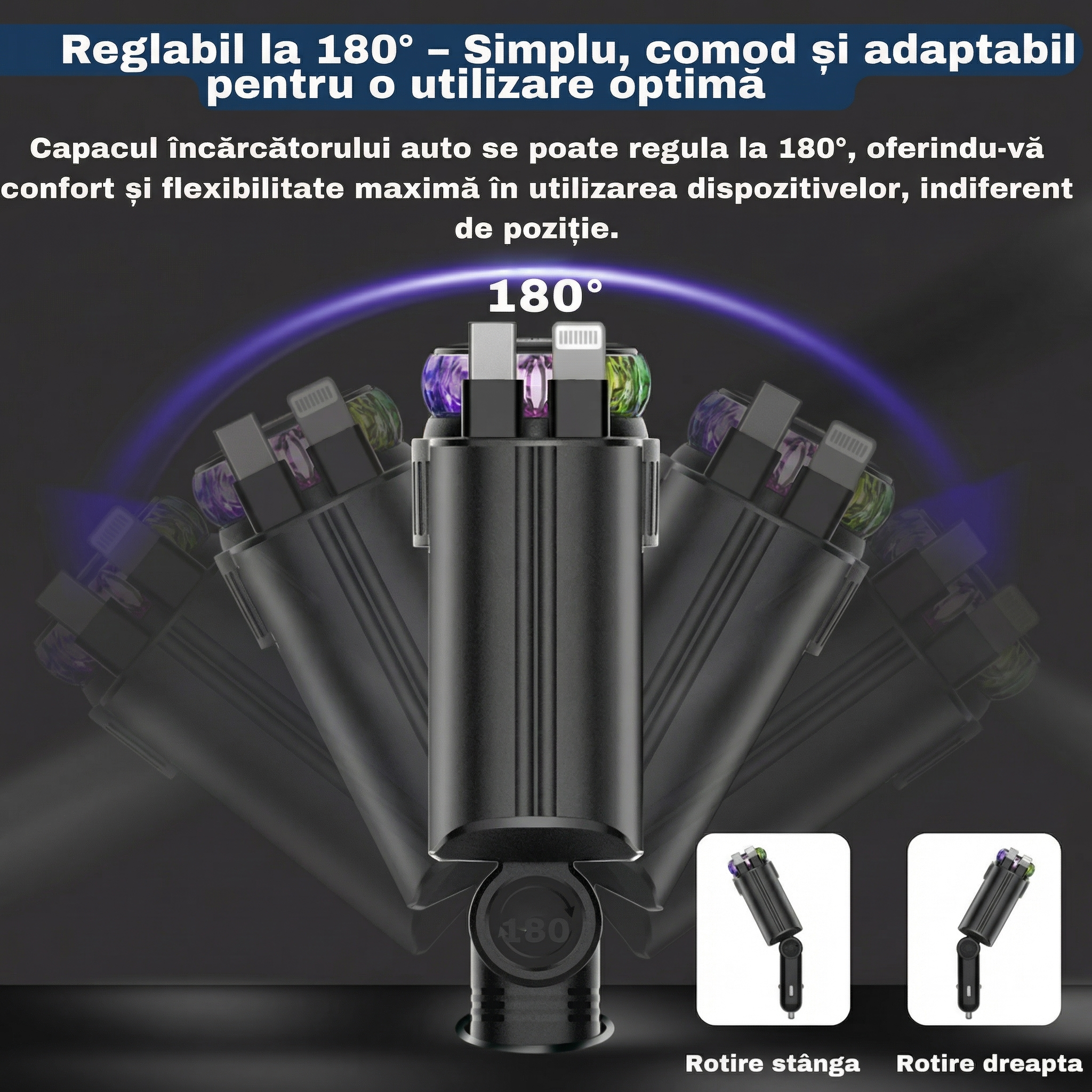 Încărcător Auto 5-în-1 „Cerul Înstelat” – Încărcare Rapidă, Aromaterapie, Ventilator