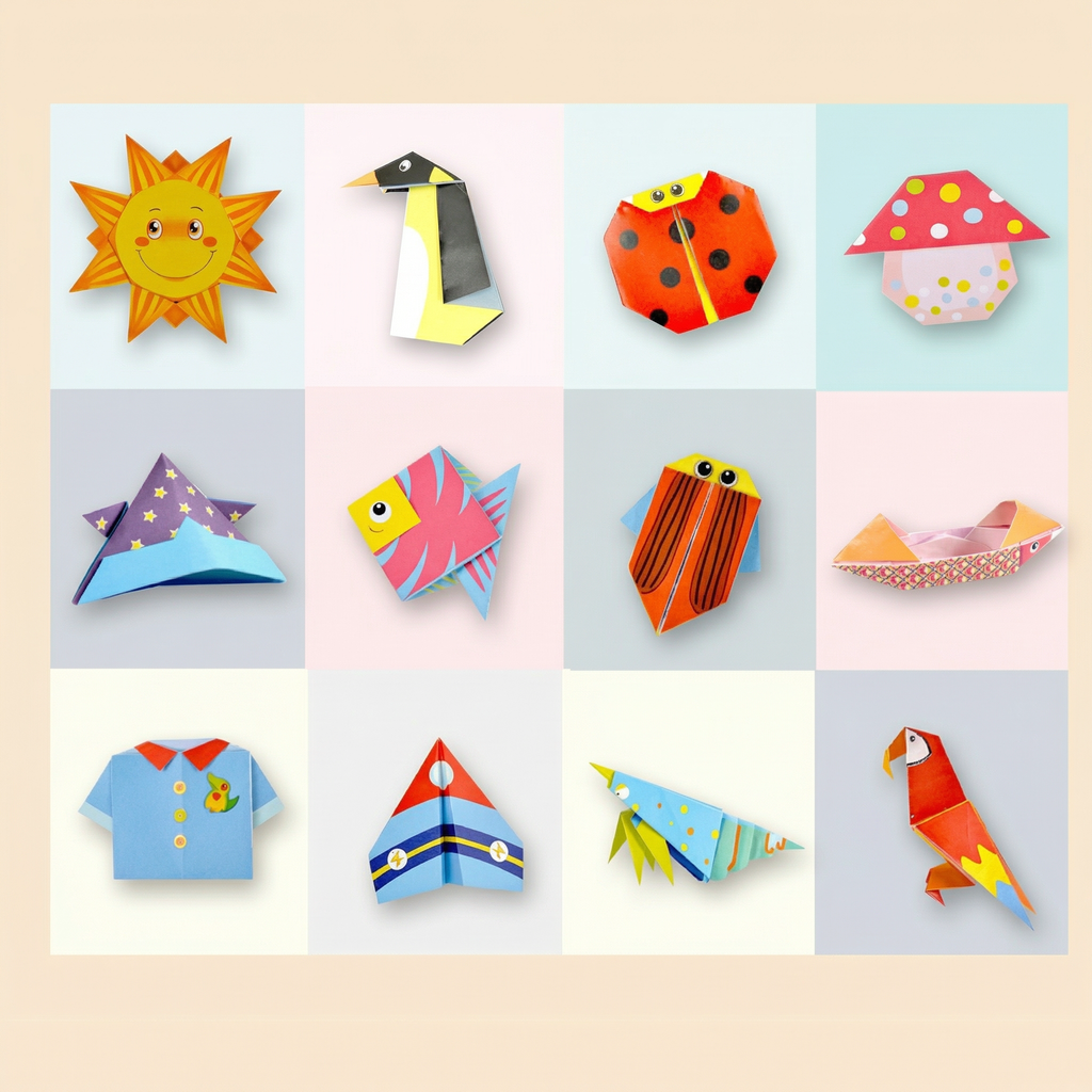 Set Creativ Origami pentru Copii cu 108 Foi Colorate