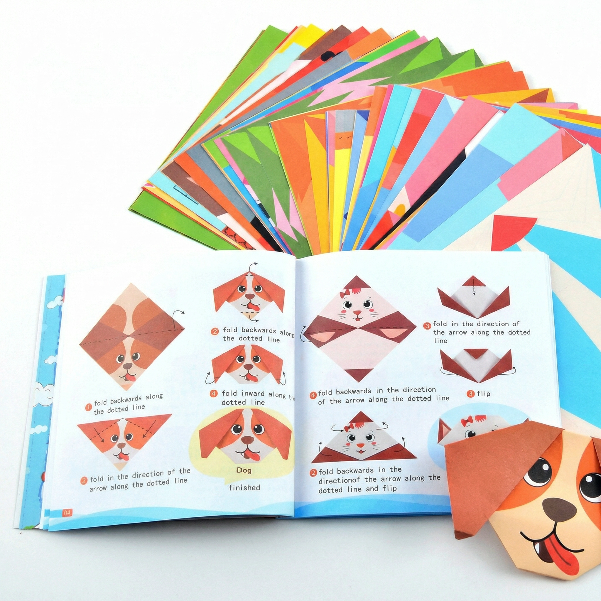 Set Creativ Origami pentru Copii cu 108 Foi Colorate