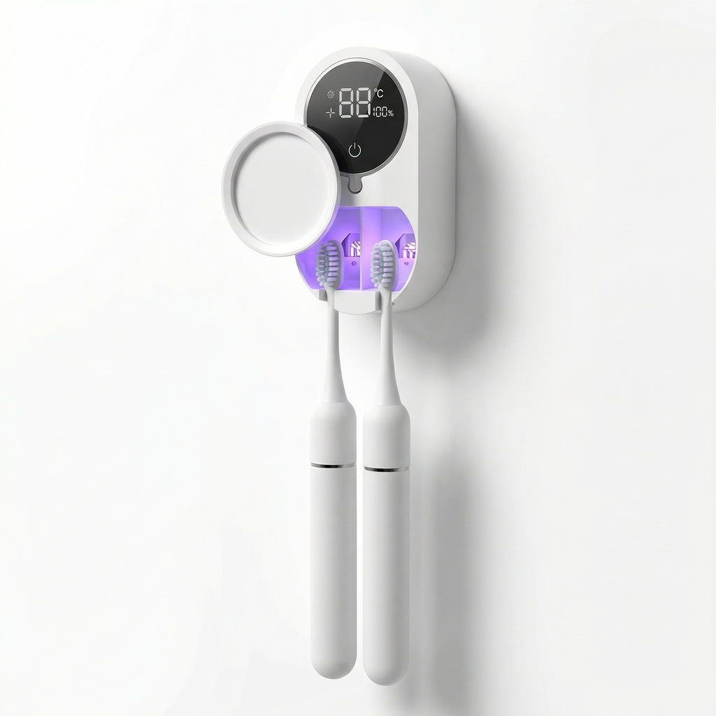 Sterilizator UV-C Inteligent pentru Periuțe de Dinți – Dezinfectare Automată 24/7, Uscare și Display HD