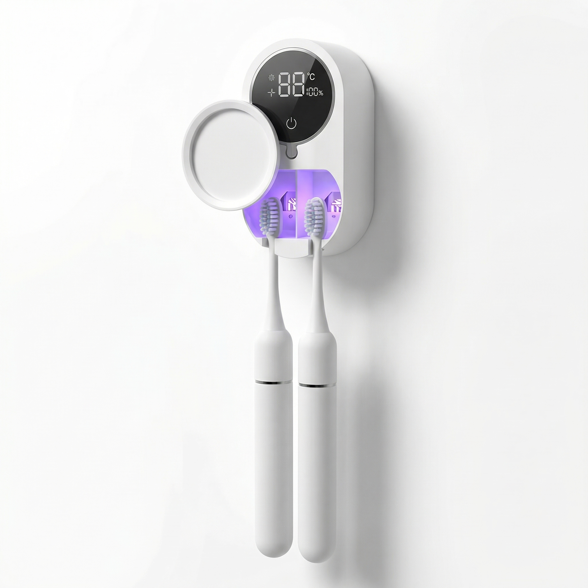 Sterilizator UV-C Inteligent pentru Periuțe de Dinți – Dezinfectare Automată 24/7, Uscare și Display HD