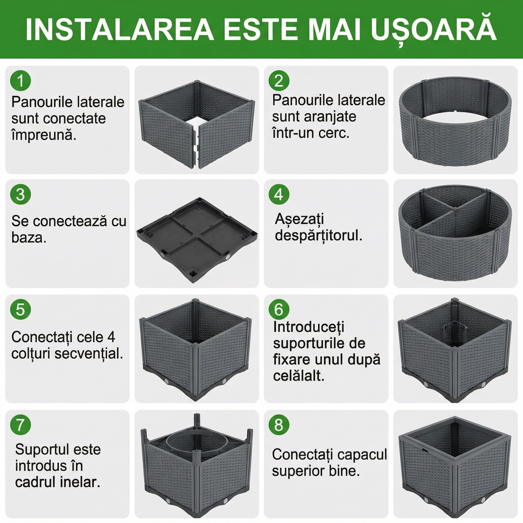 Ghiveci cu Sistem de Udare Automată pentru Plante Cățărătoare