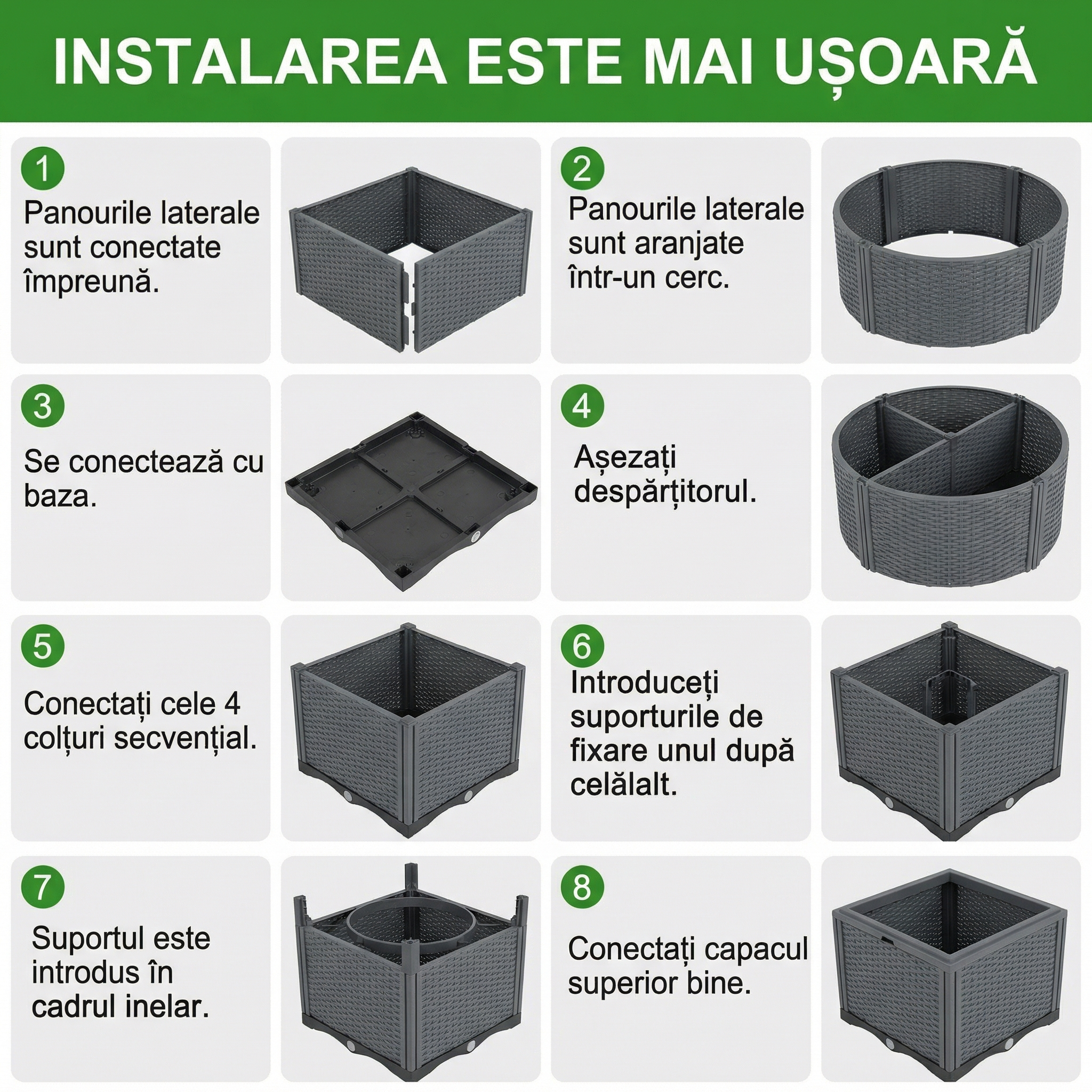 Ghiveci cu Sistem de Udare Automată pentru Plante Cățărătoare