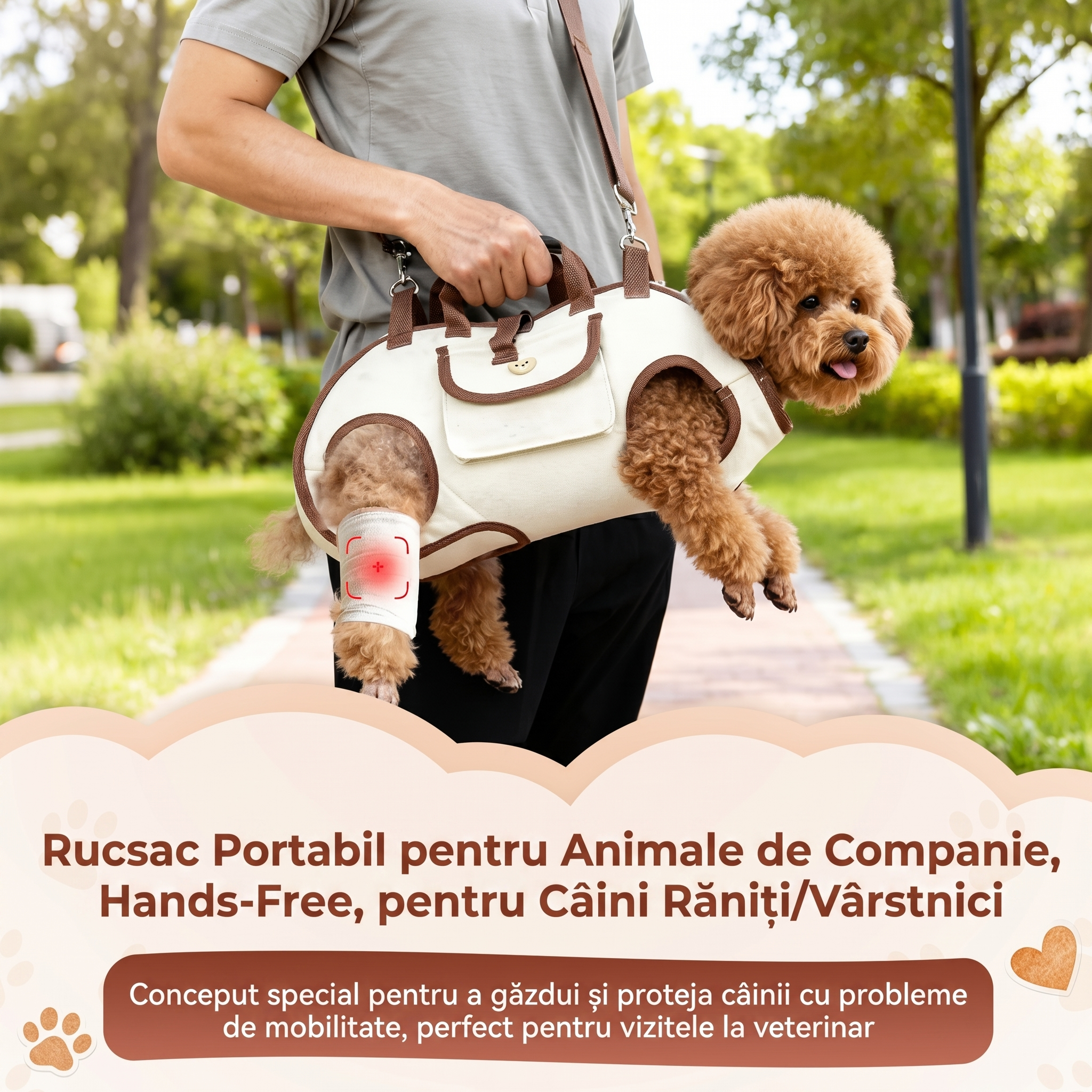 Set cu Ham și Lesă Tip Geantă pentru Căței