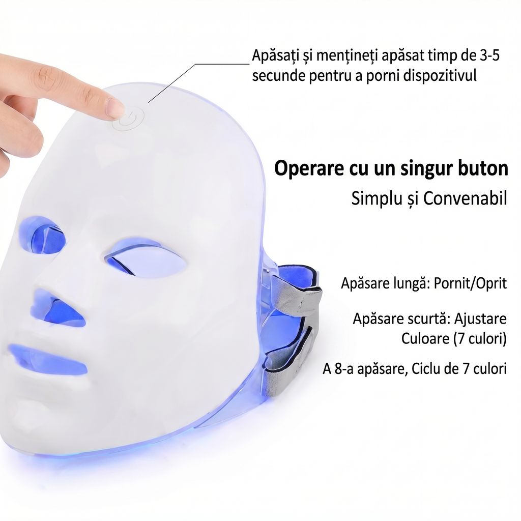 Masca Facială cu LED cu 7 Culori