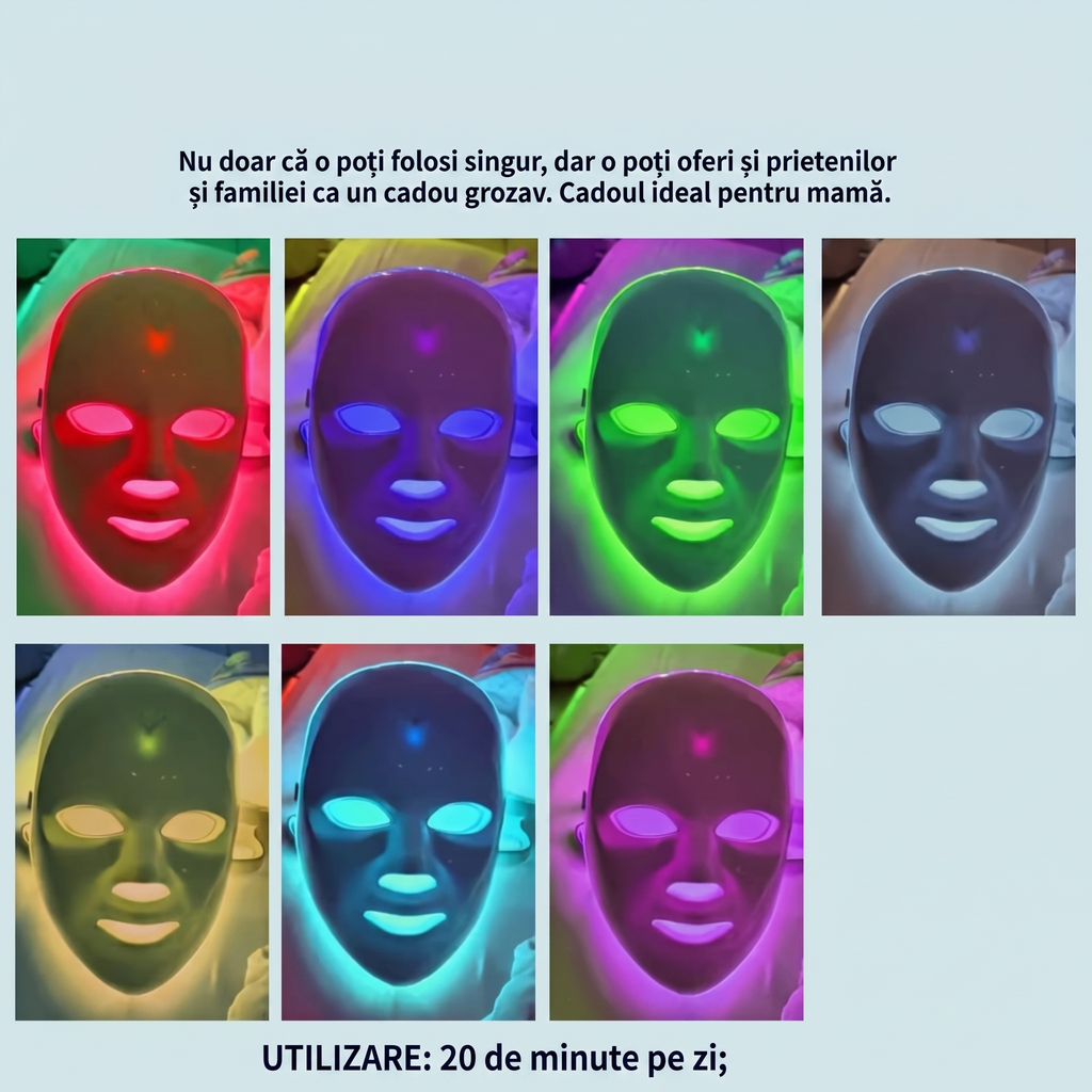 Masca Facială cu LED cu 7 Culori