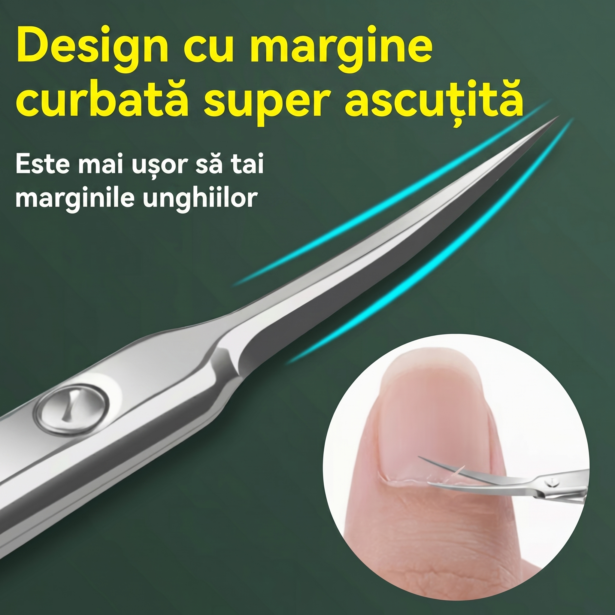 Foarfecă Curbată pentru Cuticule din Oțel Inoxidabil