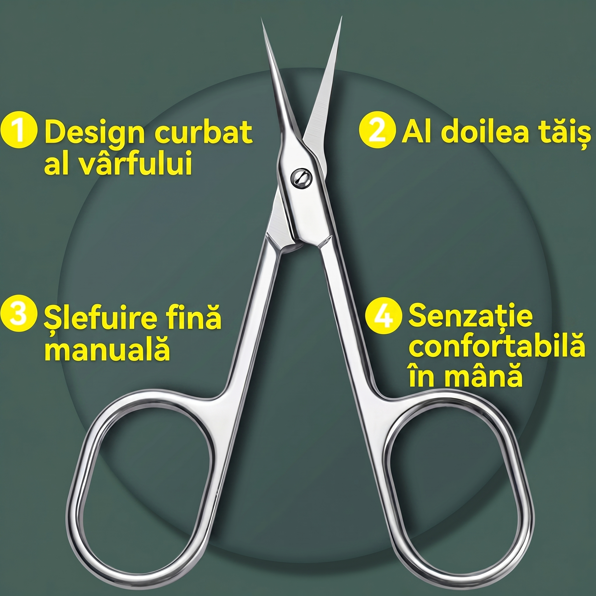 Foarfecă Curbată pentru Cuticule din Oțel Inoxidabil