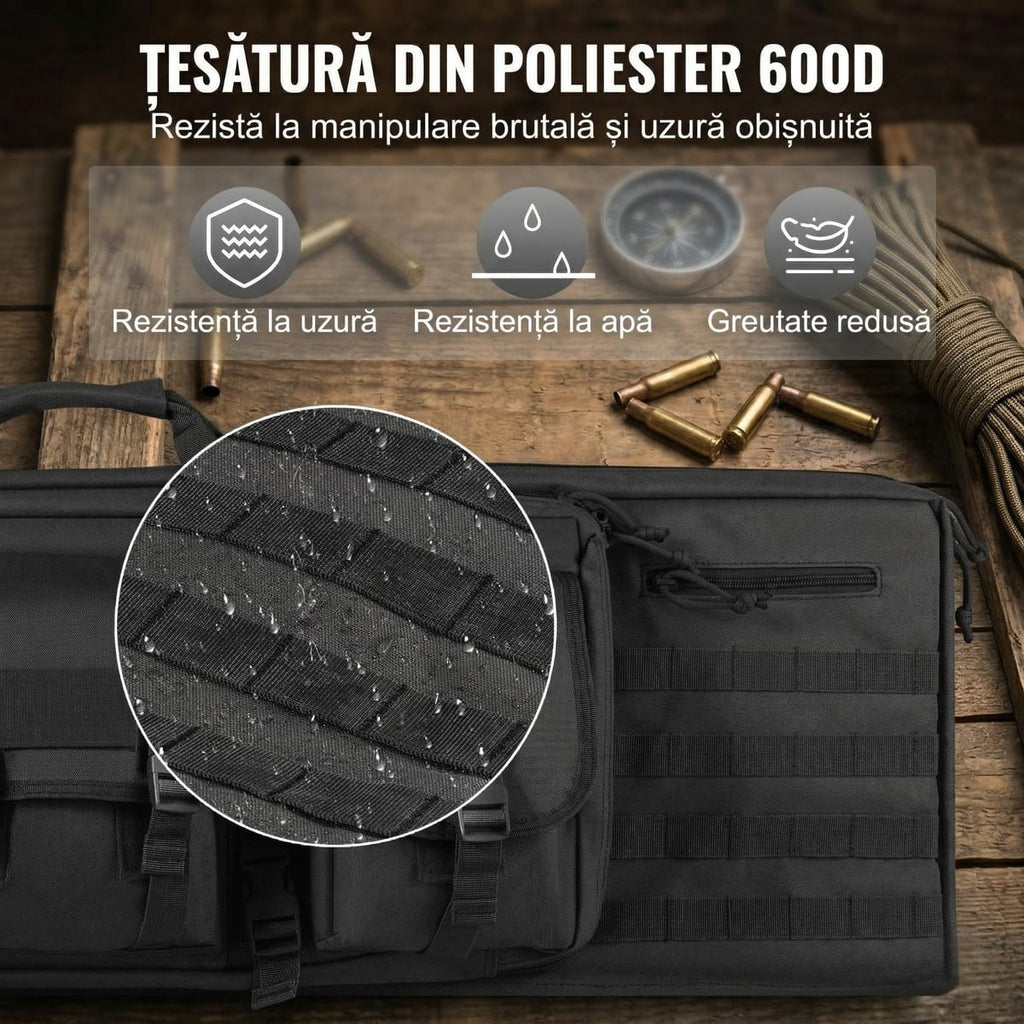 Geanta Dubla cu suport pentru arma/pusca  – 106 cm, Protectie EVA si Sistem Molle