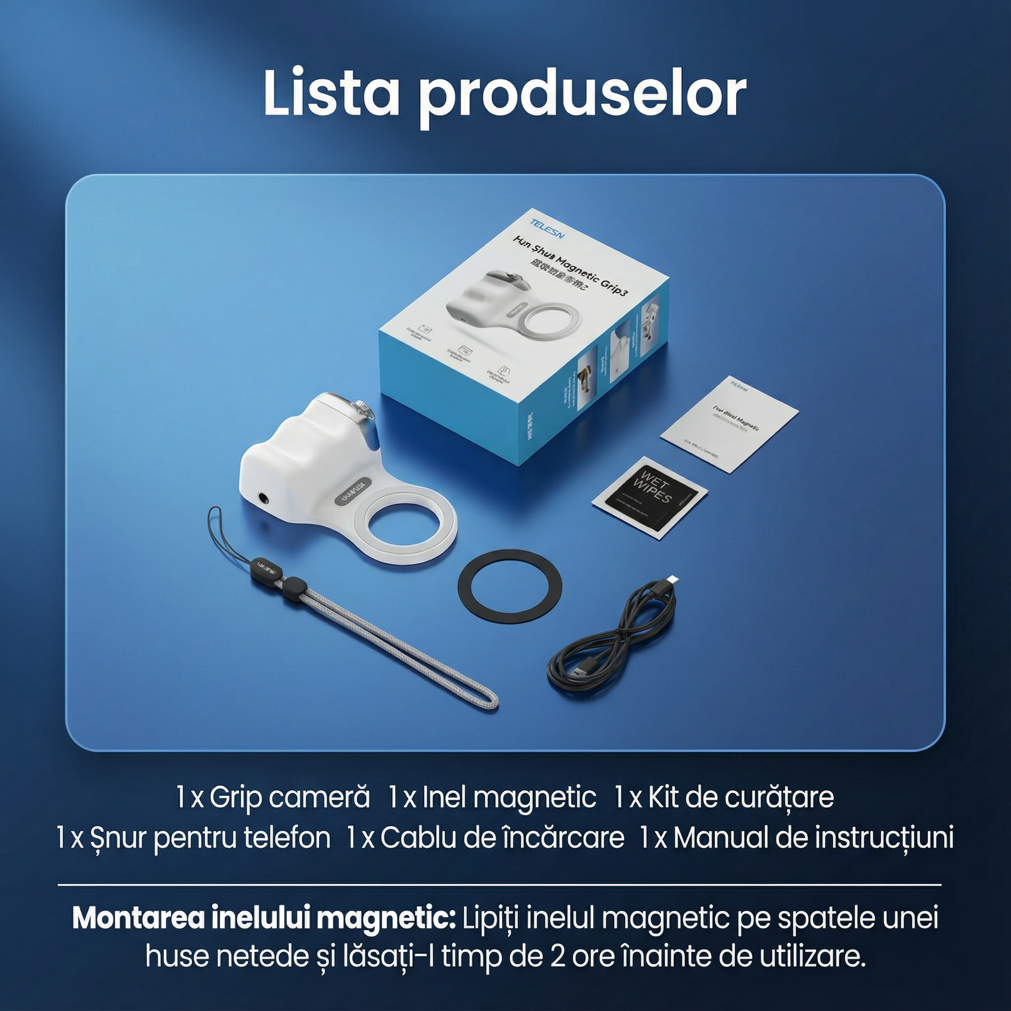 Suport pentru Telefon cu Rotire Magnetică de 360º