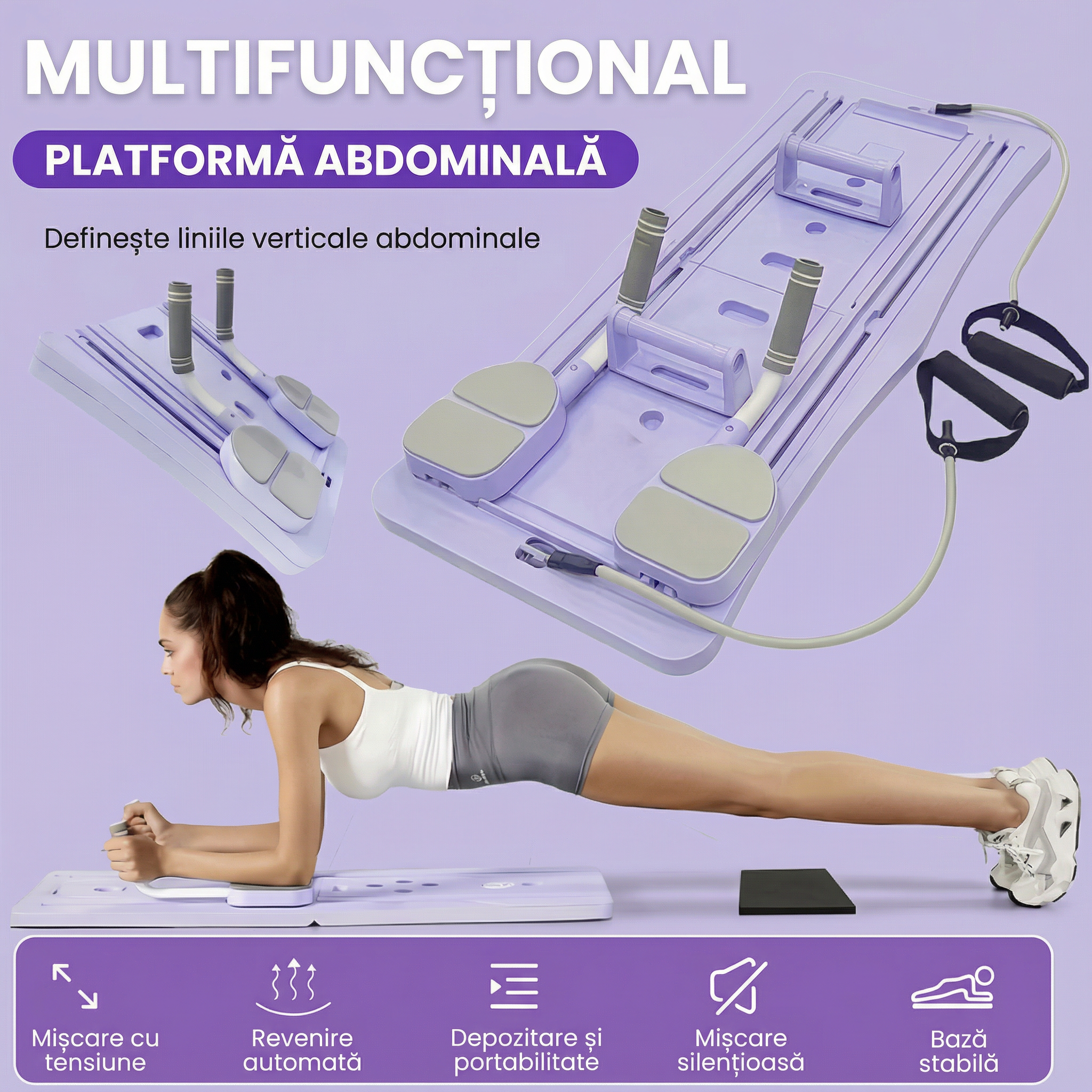 Placă de Fitness Multifuncțională 8-în-1 Pliabilă
