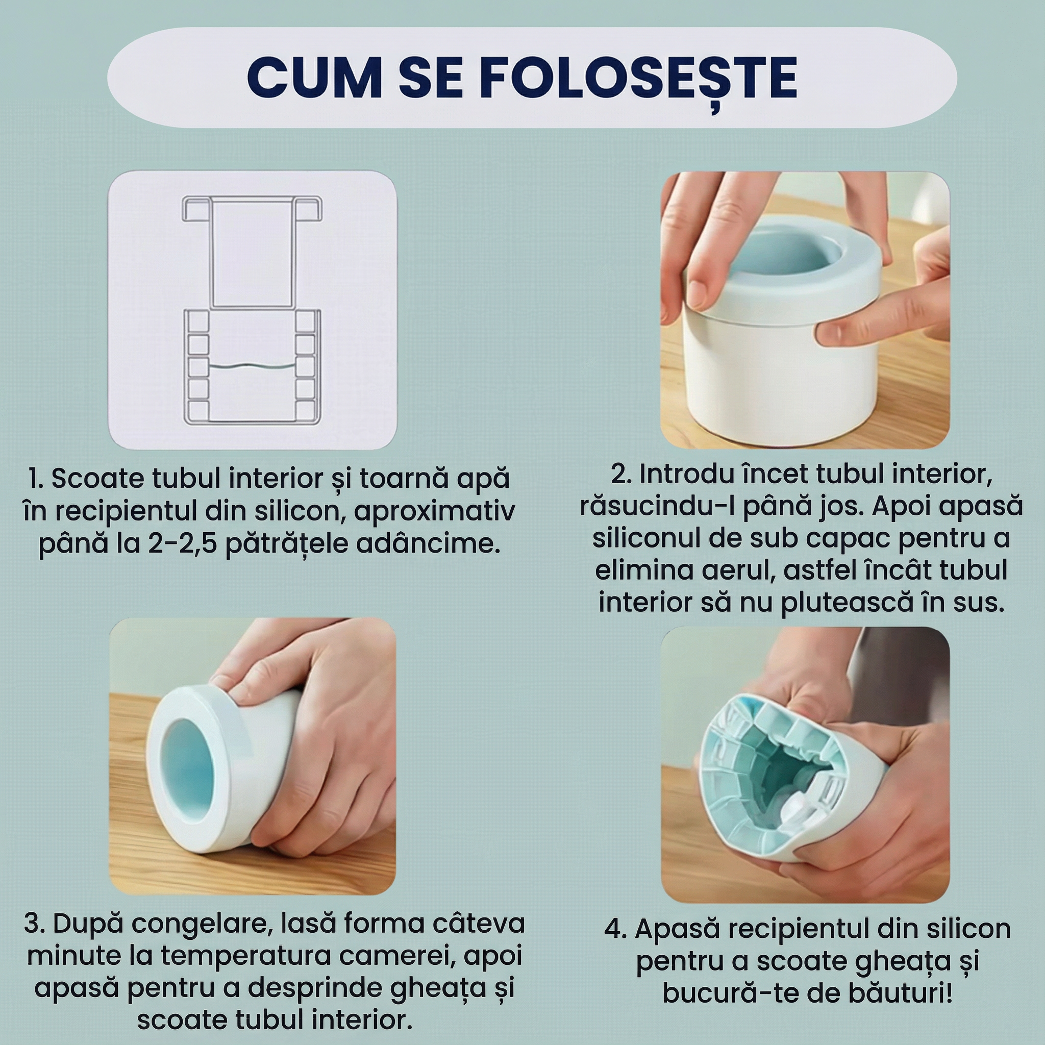 Recipient din Silicon pentru Cuburi de Gheață