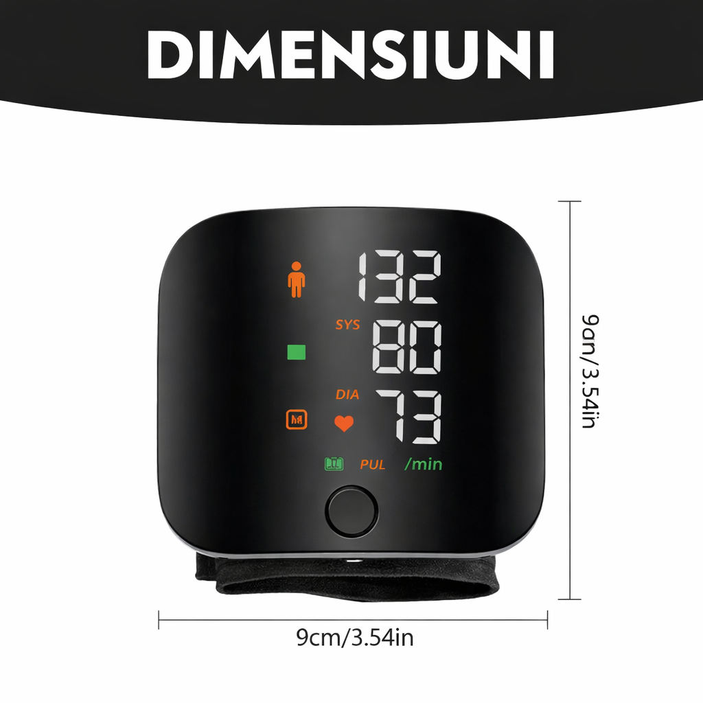 Tensiometru Electronic de Încheietură, Afișaj LED Color