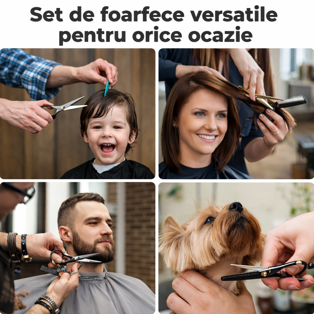 Foarfece Profesionale de Tuns și Filat - Set de 11 piese
