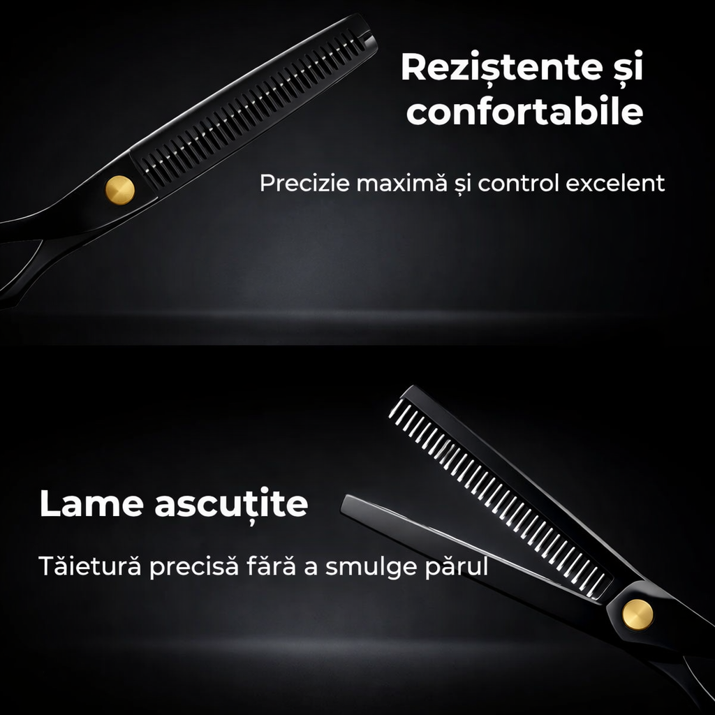 Foarfece Profesionale de Tuns și Filat - Set de 11 piese