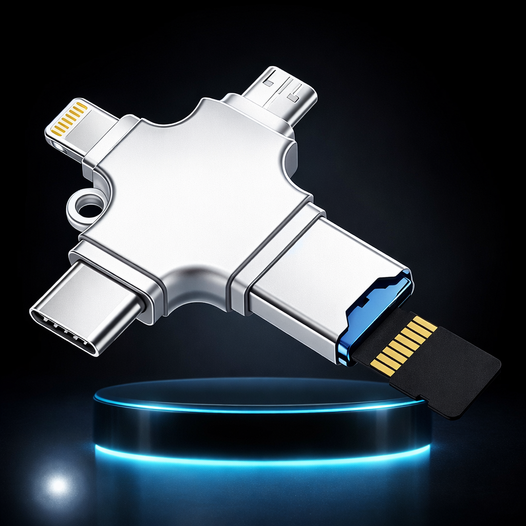 Cititor de Carduri Compatibil cu iPhone, iPad, USB C și Lightning