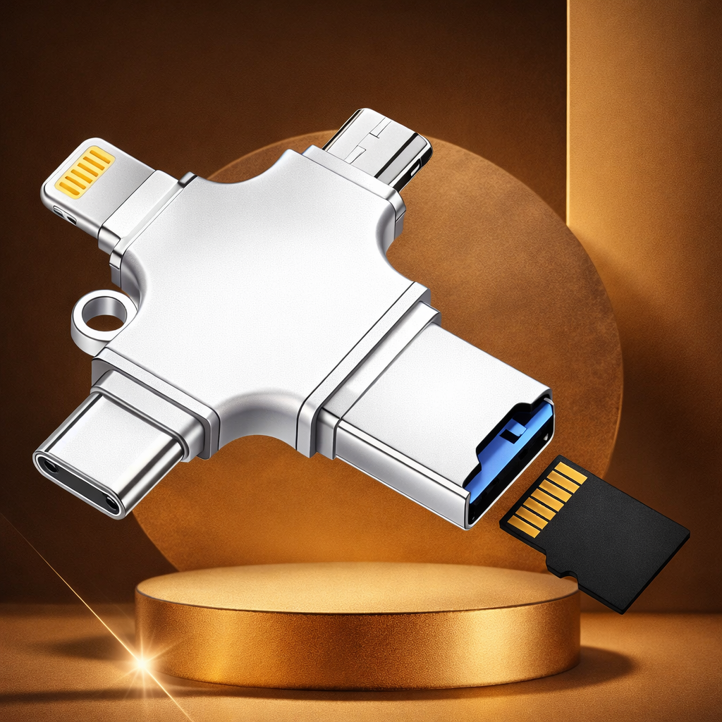 Cititor de Carduri Compatibil cu iPhone, iPad, USB C și Lightning