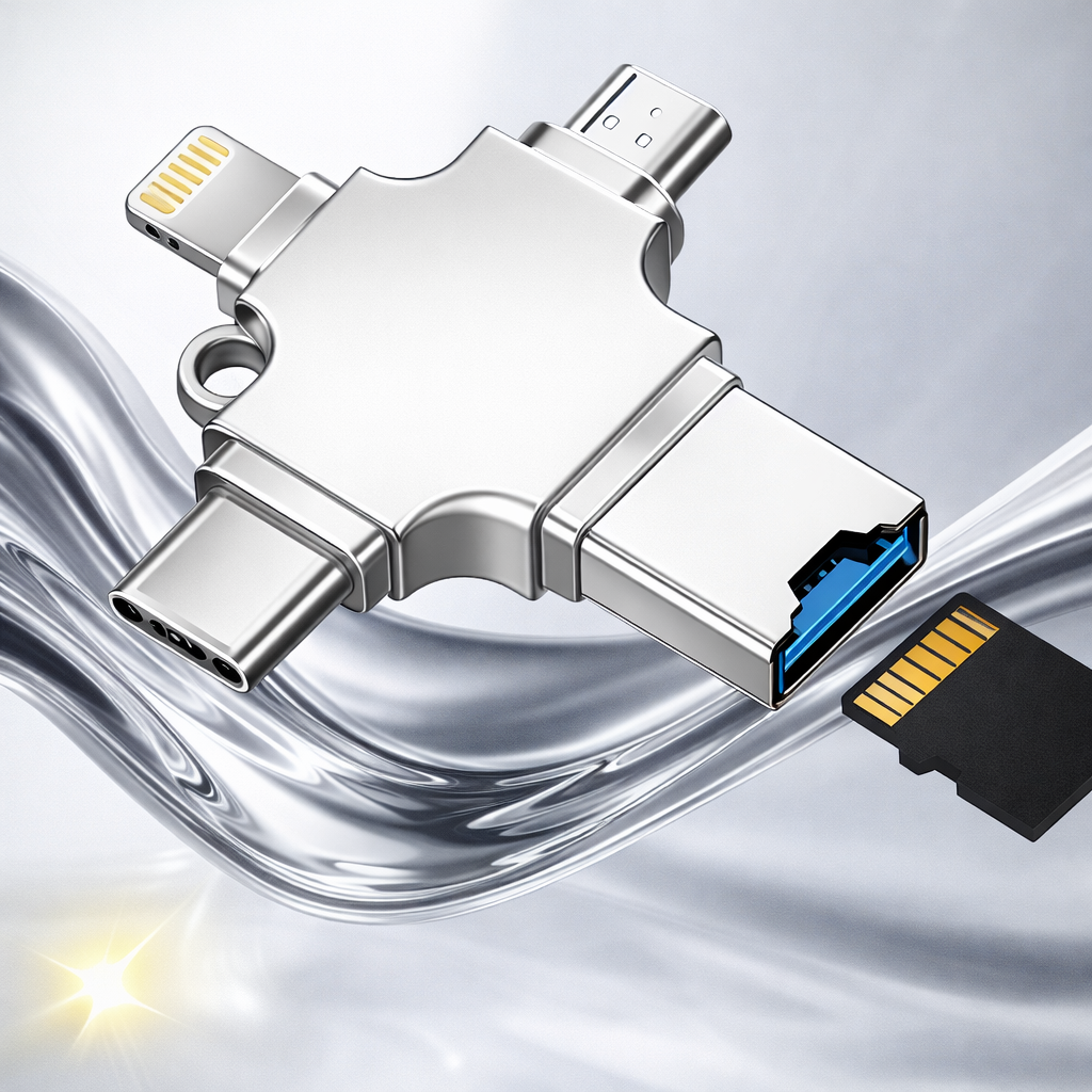 Cititor de Carduri Compatibil cu iPhone, iPad, USB C și Lightning