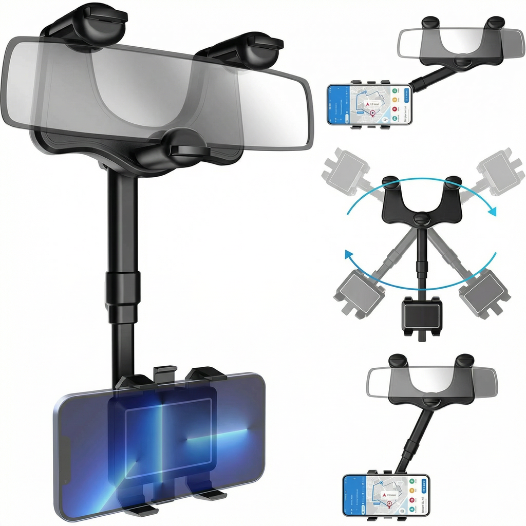 Suport Auto pentru Telefon Rotativ 360° și Retractabil