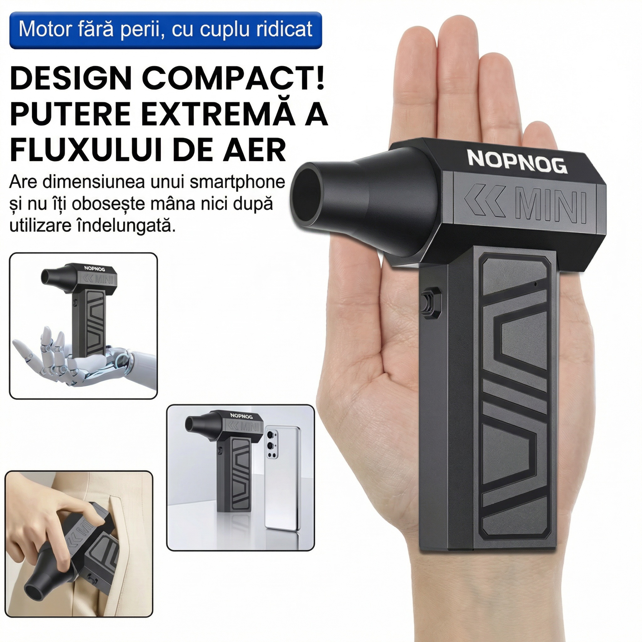 Suflantă Electrică Portabilă cu Ventiltor Jet