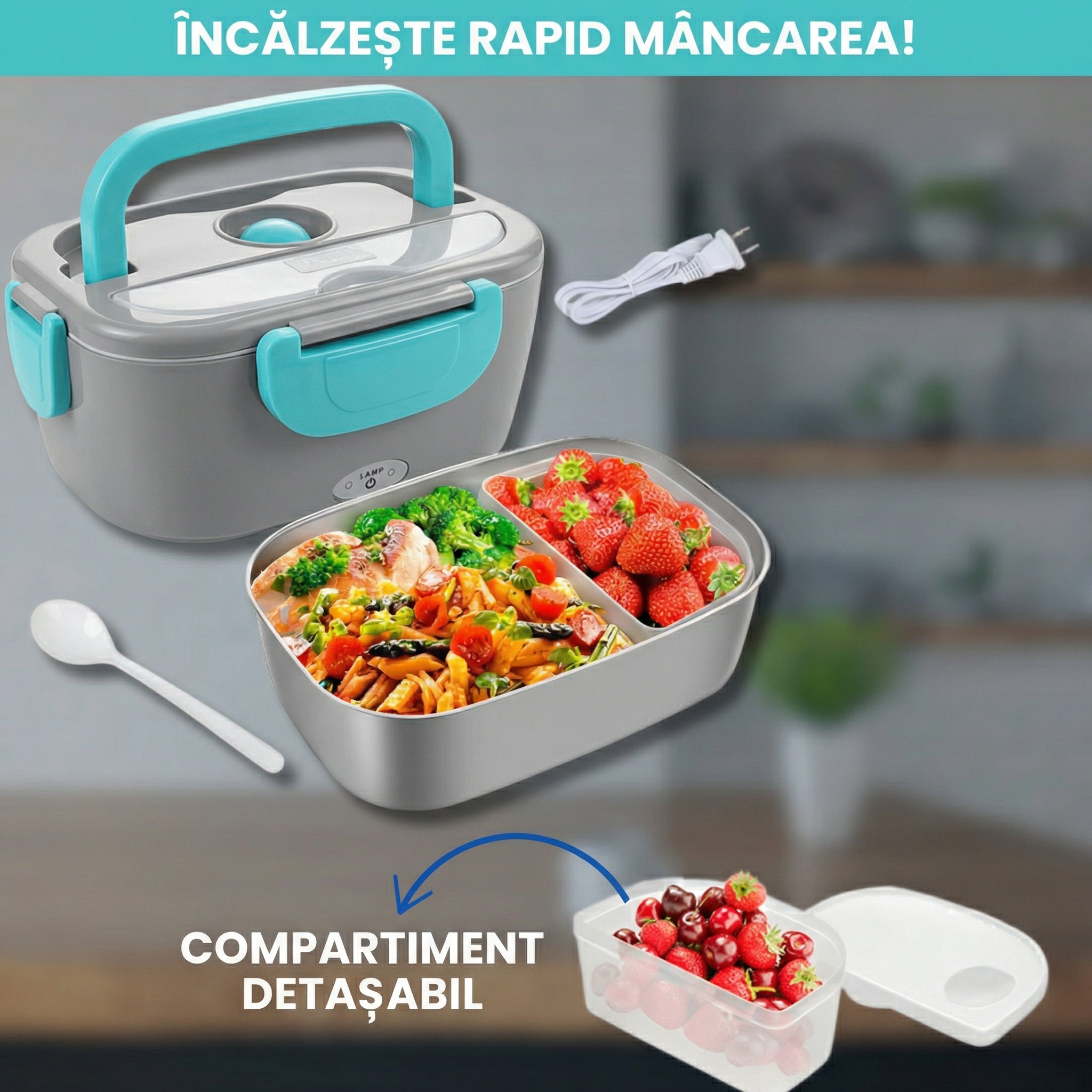 Caserolă Electrică 3-în-1 pentru Încălzit Mâncarea