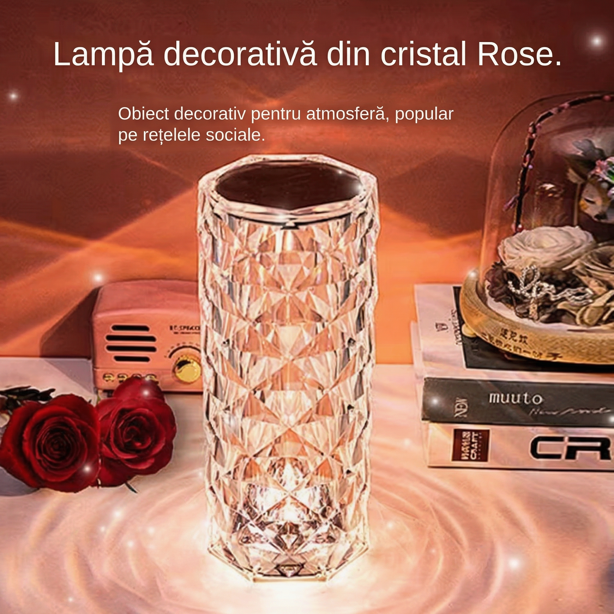 Lampă LED de Birou cu Cristale