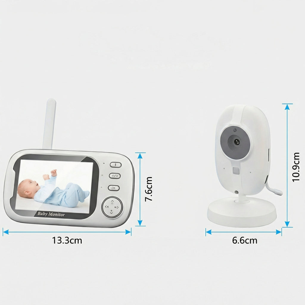 Monitor cu Cameră - Ecran HD 720P și Vedere Nocturnă, Cameră Video Wireless, Audio în 2 Direcții, Senzor de Temperatură, Cântece de Leagăn