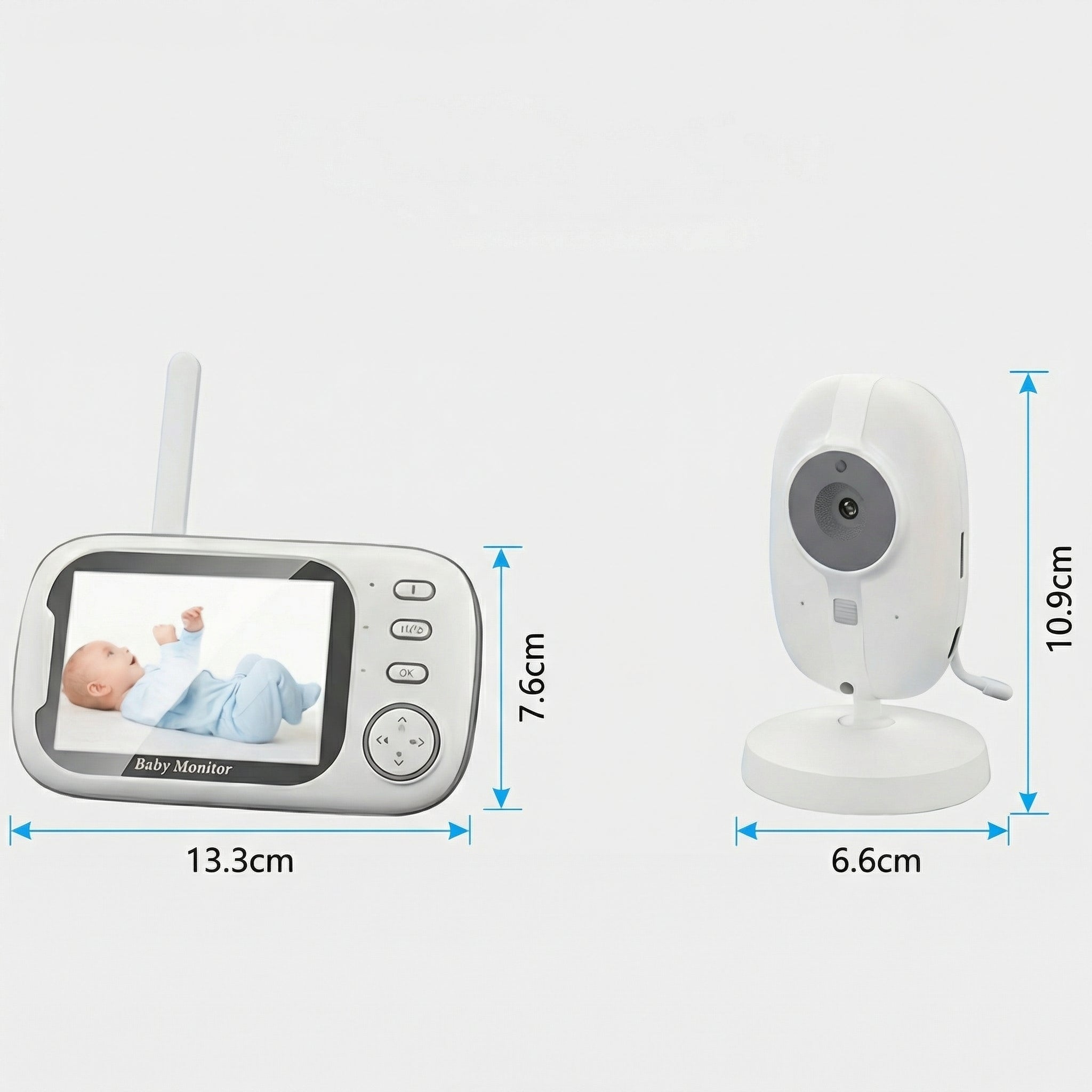 Monitor cu Cameră - Ecran HD 720P și Vedere Nocturnă, Cameră Video Wireless, Audio în 2 Direcții, Senzor de Temperatură, Cântece de Leagăn