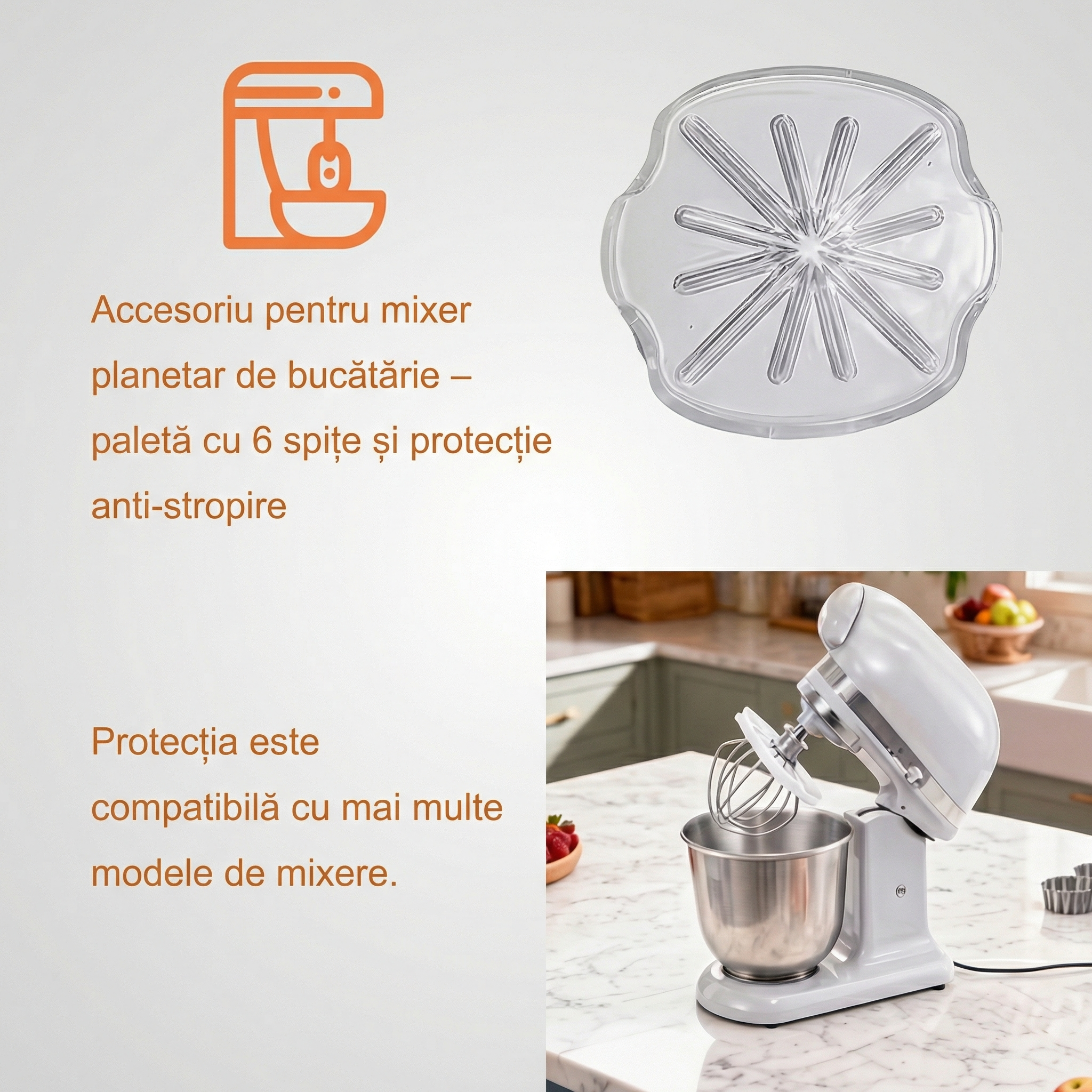 Racletă pentru Mixer cu Protecție Anti-Stropire