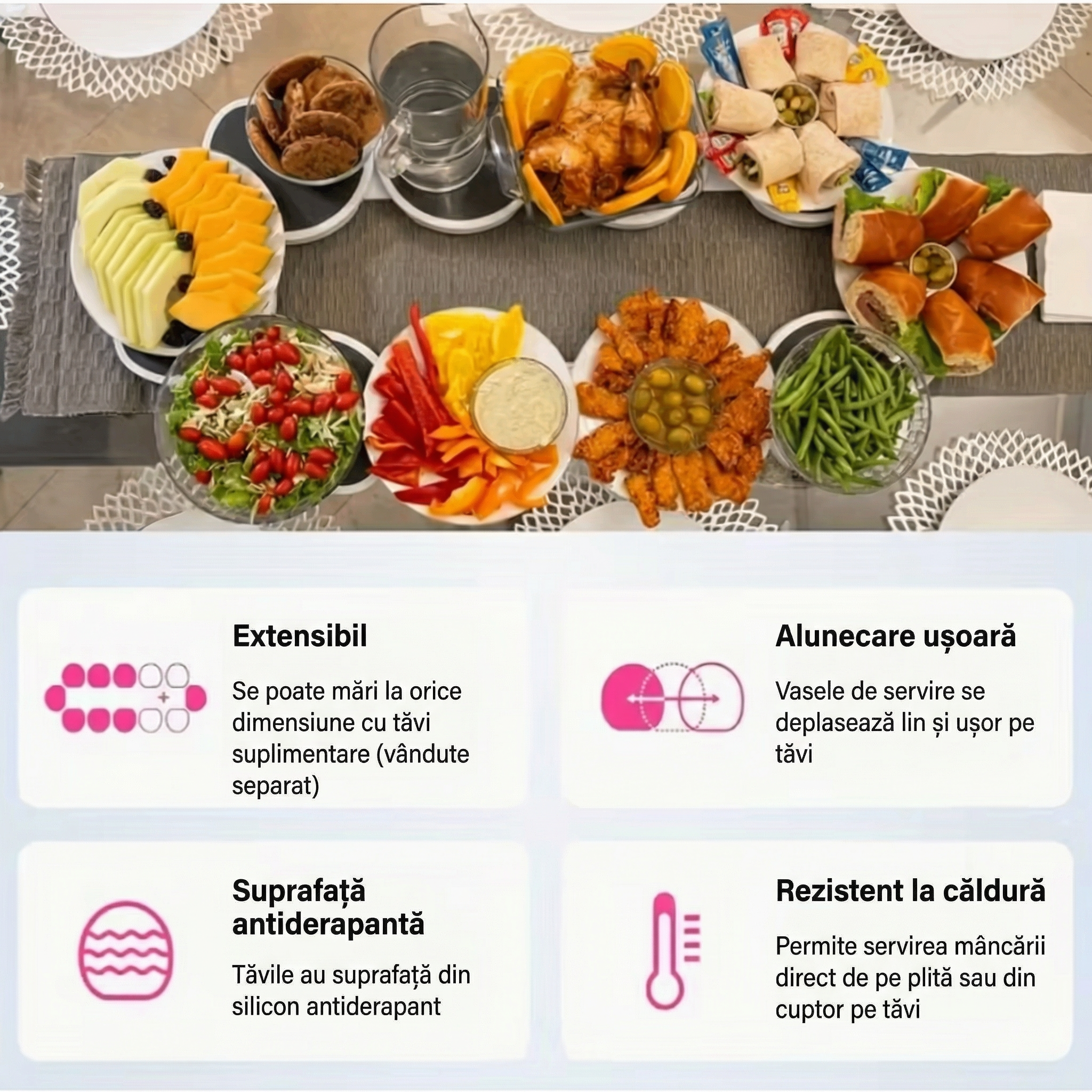 Platou Rotativ Extensibil pentru Masă