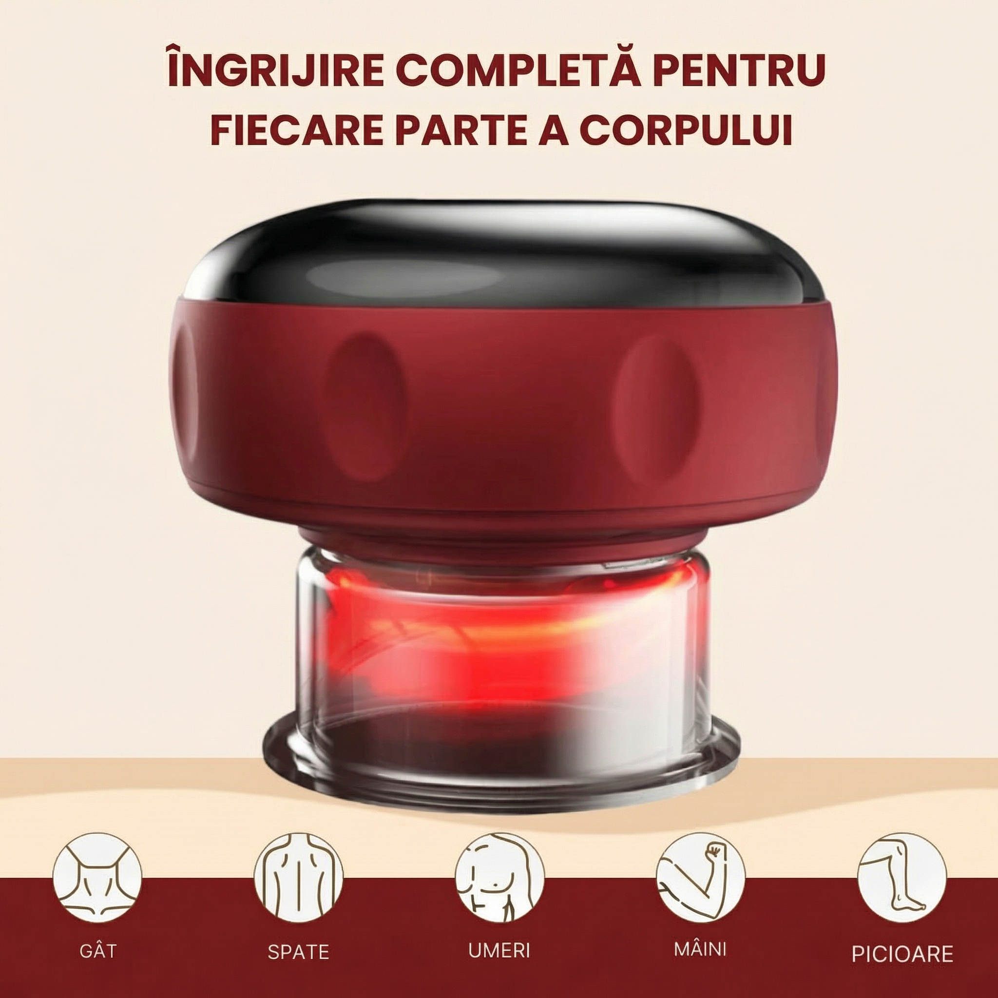 Aparat Electric cu Ventuze pentru Masaj, Încălzire și Relaxare Musculară